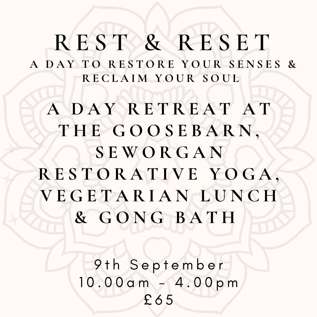 I&rsquo;m really pleased to be offering a day retreat at @thegoosebarn with gentle movement and restorative yoga, sound meditation and a gong bath to end our day&hellip; this will be a chance to pause, rest and reset in the late summer&hellip; a gath