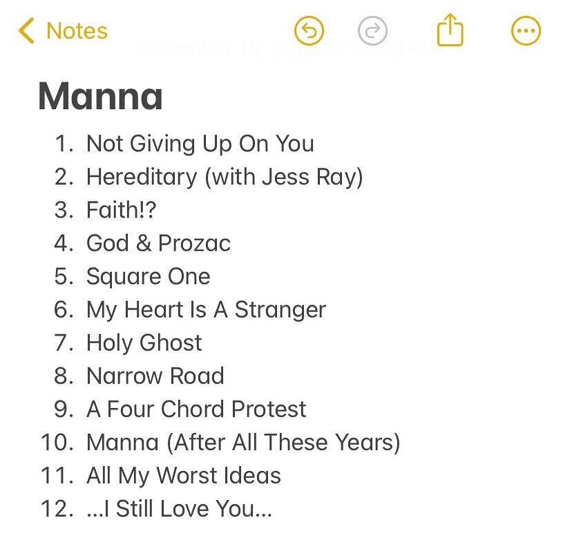 Just got the first round of masters back for &ldquo;Manna&rdquo; and it feels wild to finally be at this stage. I&rsquo;ve worked on and off for the better part of a year on this record and it feels really crazy that it&rsquo;s almost over the finish