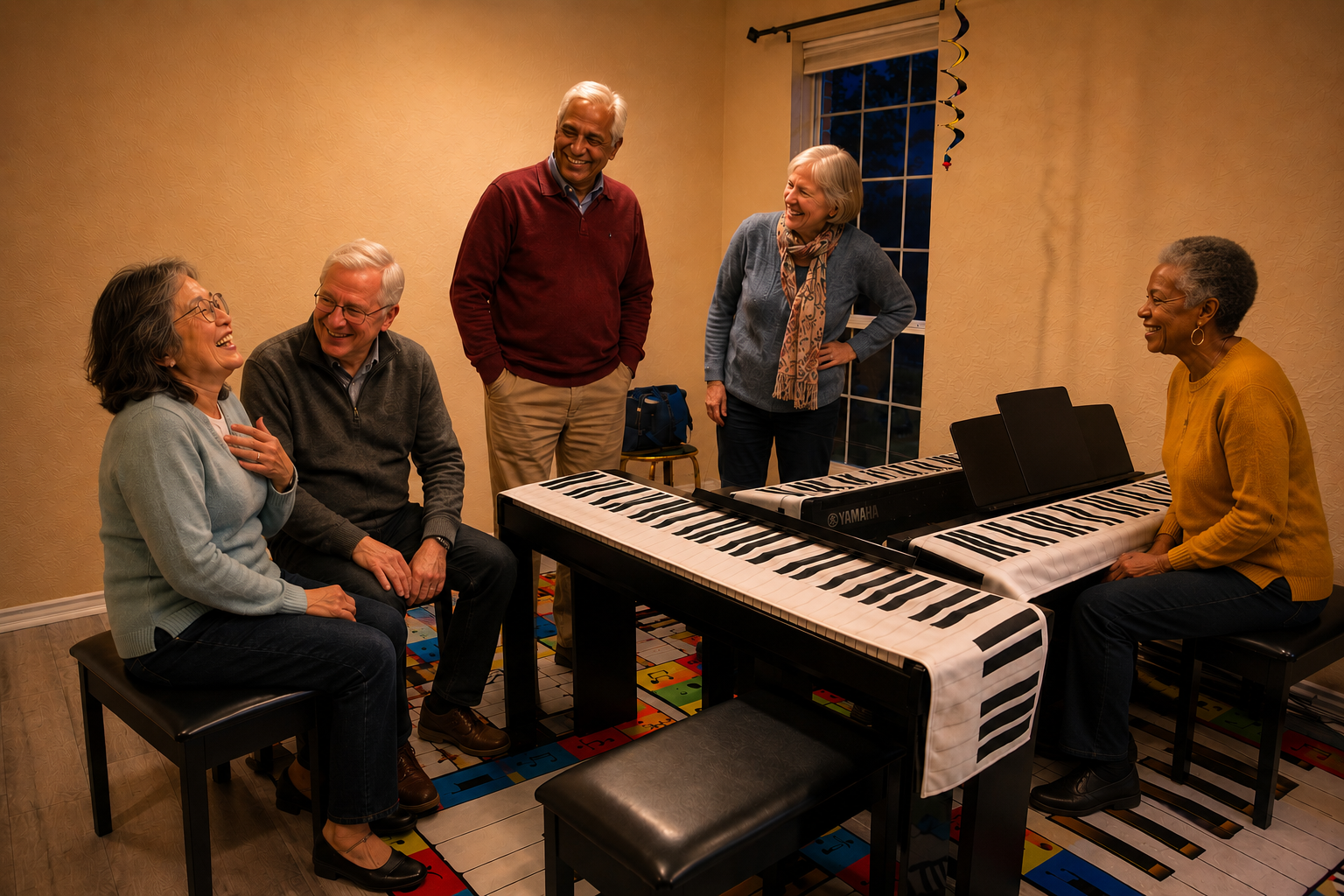 Group music class for adult beginners
