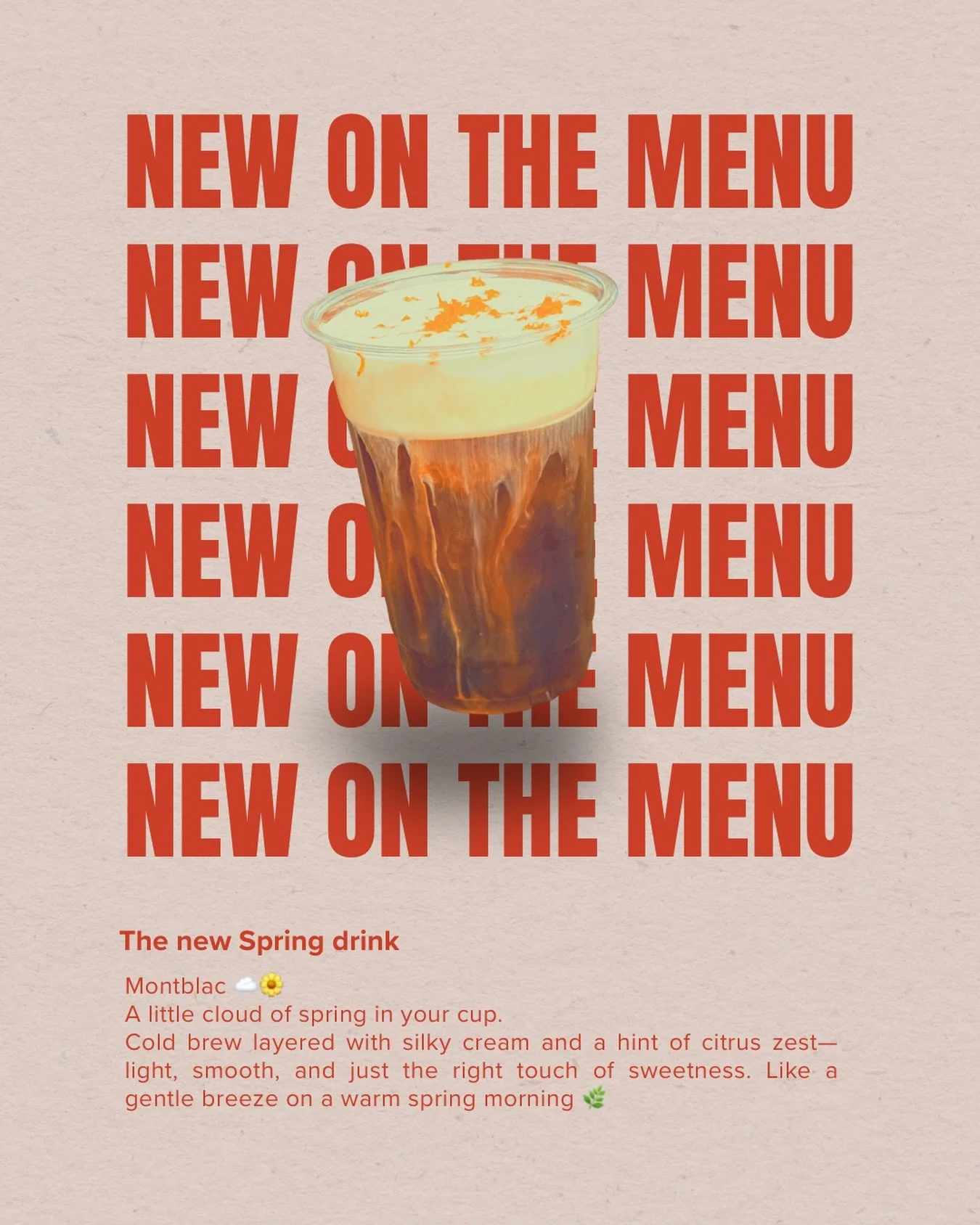 Montblac ☁️🌼
A little cloud of spring in your cup.

Cold brew layered with silky cream and a hint of citrus zest&mdash;light, smooth, and just the right touch of sweetness. Like a gentle breeze on a warm spring morning 🌿

Available now at KANOM Caf