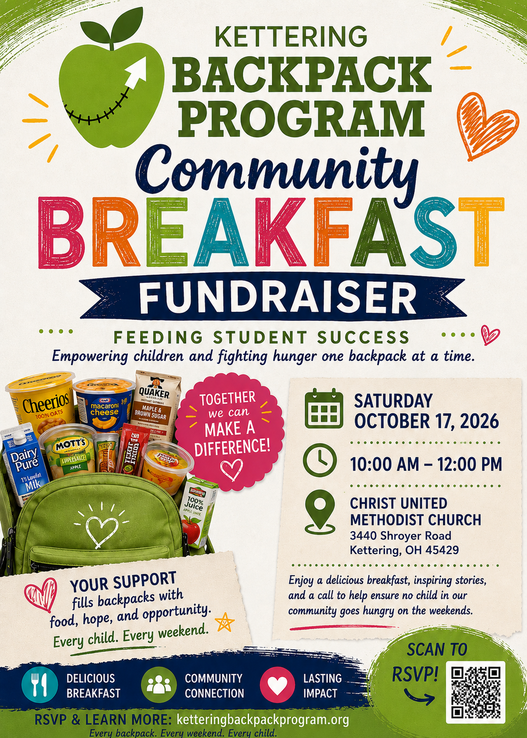Kettering Backpack Inaugural Community Breakfast Fundraiser on October 17, 2026