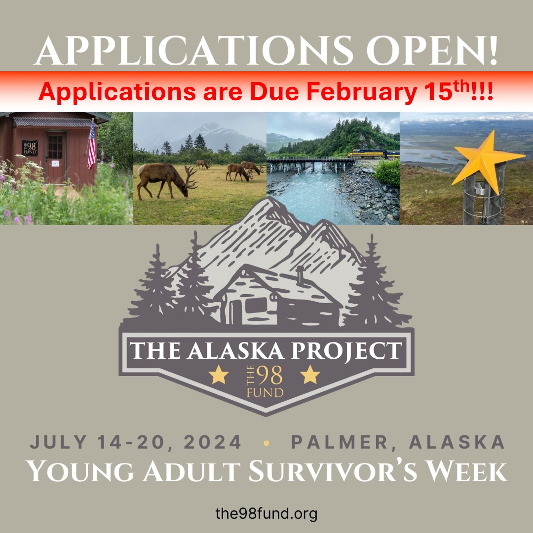 Don't Forget - Survivor Week Applications are due on Thursday!

Go to the98fund.org/events and find the application on the &quot;Survivor Week&quot; page

#TheAlaskaProject #The98Fund #SurvivorWeek #GoldStar