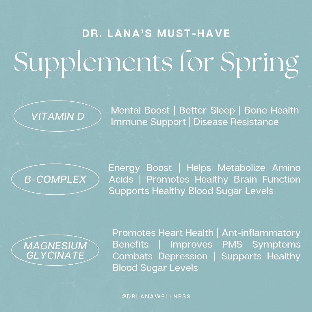 As we move out of winter hibernation and prepare for nicer weather, longer days, and an overall mind/body detox, it&rsquo;s so important to support our bodies during this period of transition!

Here are three of Dr. Lana&rsquo;s favorite supplements 