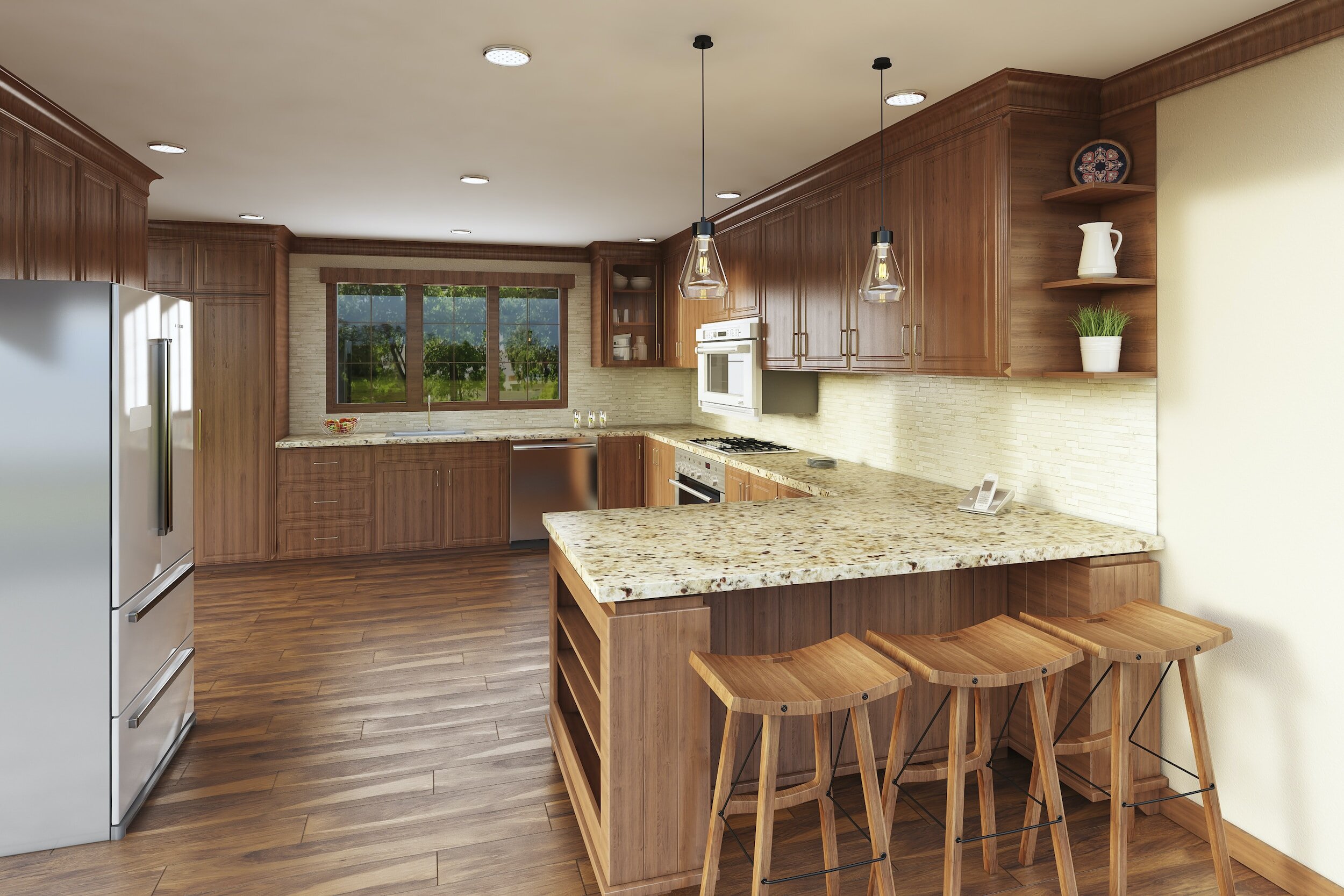 Kitchen with Granite Countertops