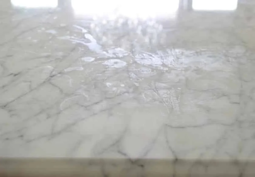 Etching white marble countertop