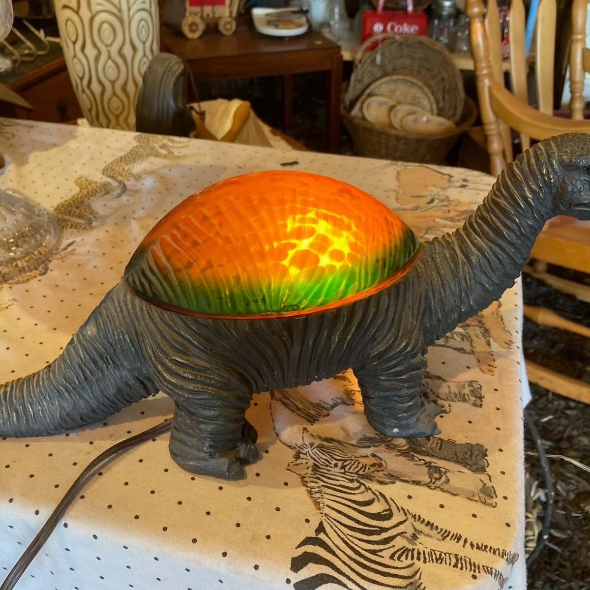 Fun vintage dinausar lamp. $40 #salvagesistersgunnison #vintagelamp