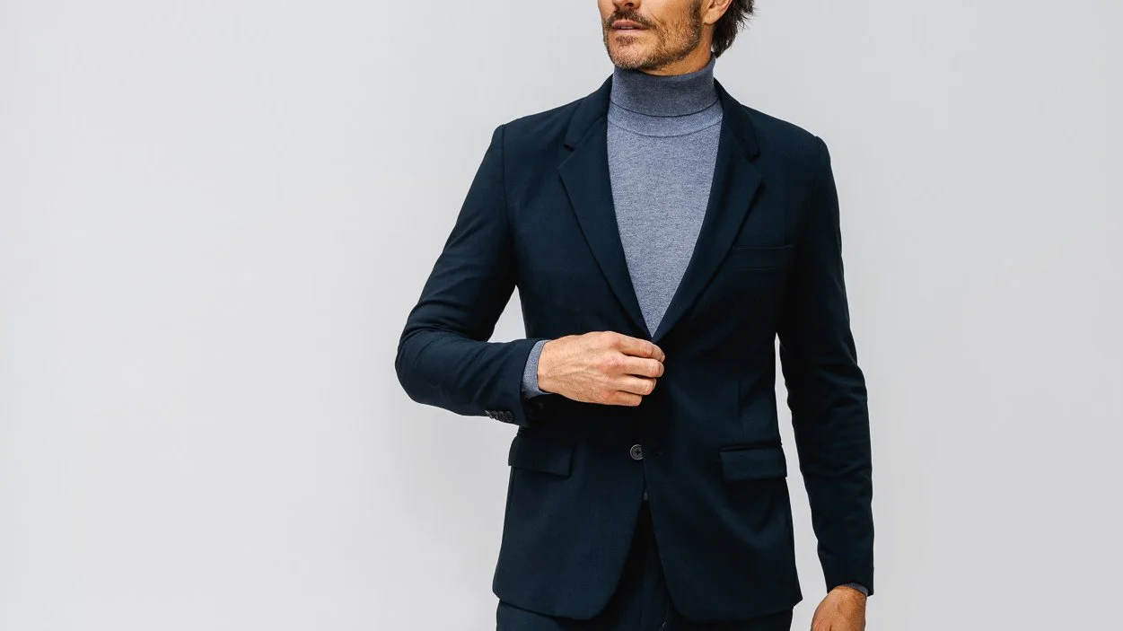 MoS—On Model — Mens Velocity Dress Pant - Dark Navy — Mens Atlas Turtleneck - Indigo Heather --- Velocity Suit Jacket - Dark Navy ---2.jpg