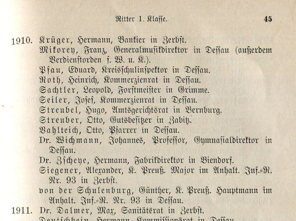 Staatshandbuch Anhalt 1912 Hausorden S. 45 Franz Mikorey.jpg