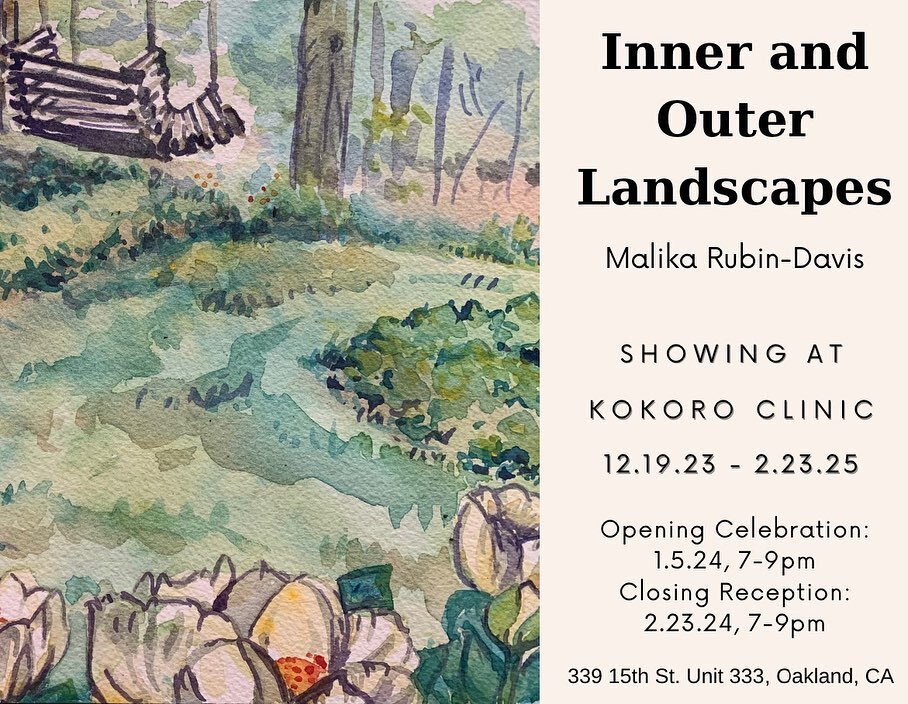 Happy Thursday everyone! 🌞 Inner and Outer landscapes is making its debut celebration at the clinic tomorrow and we&rsquo;d love for you to stop by! 💗

Where? Kokoro Clinic 🍃
When? Tomorrow 1/5/24 ✨
What time? 7-9pm 🍃
You don&rsquo;t want to miss