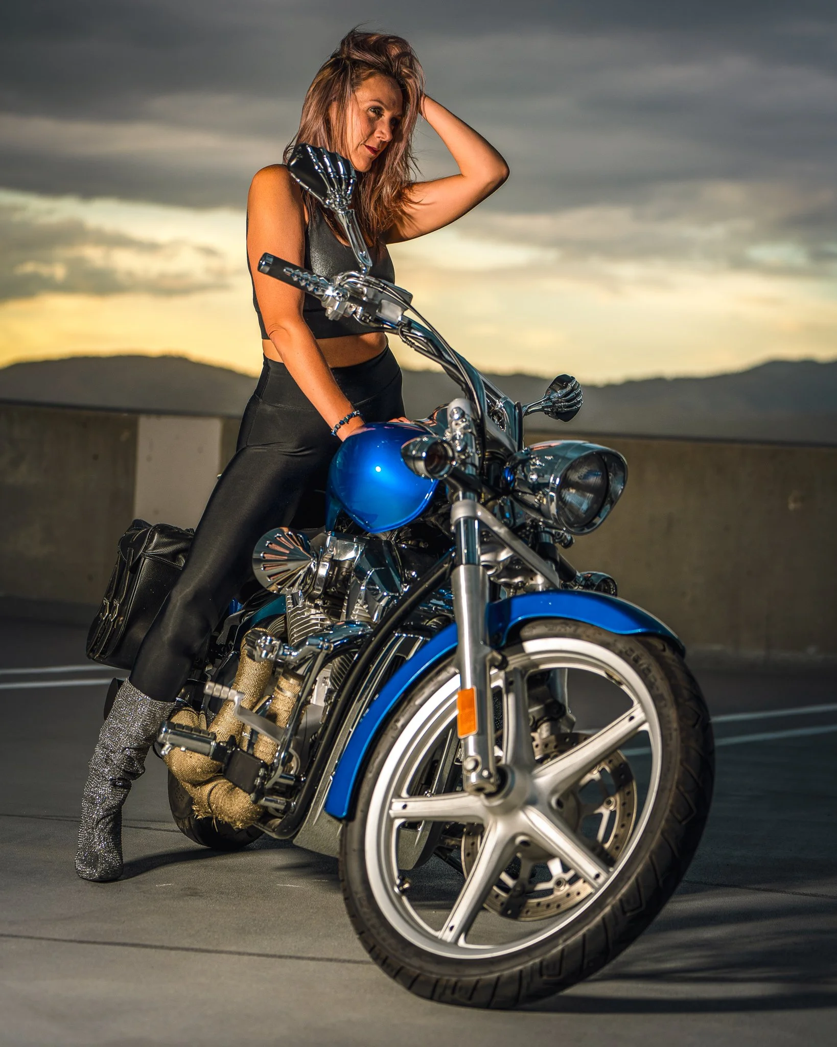 Model photoshoot motorcycle photographer Boise Idaho