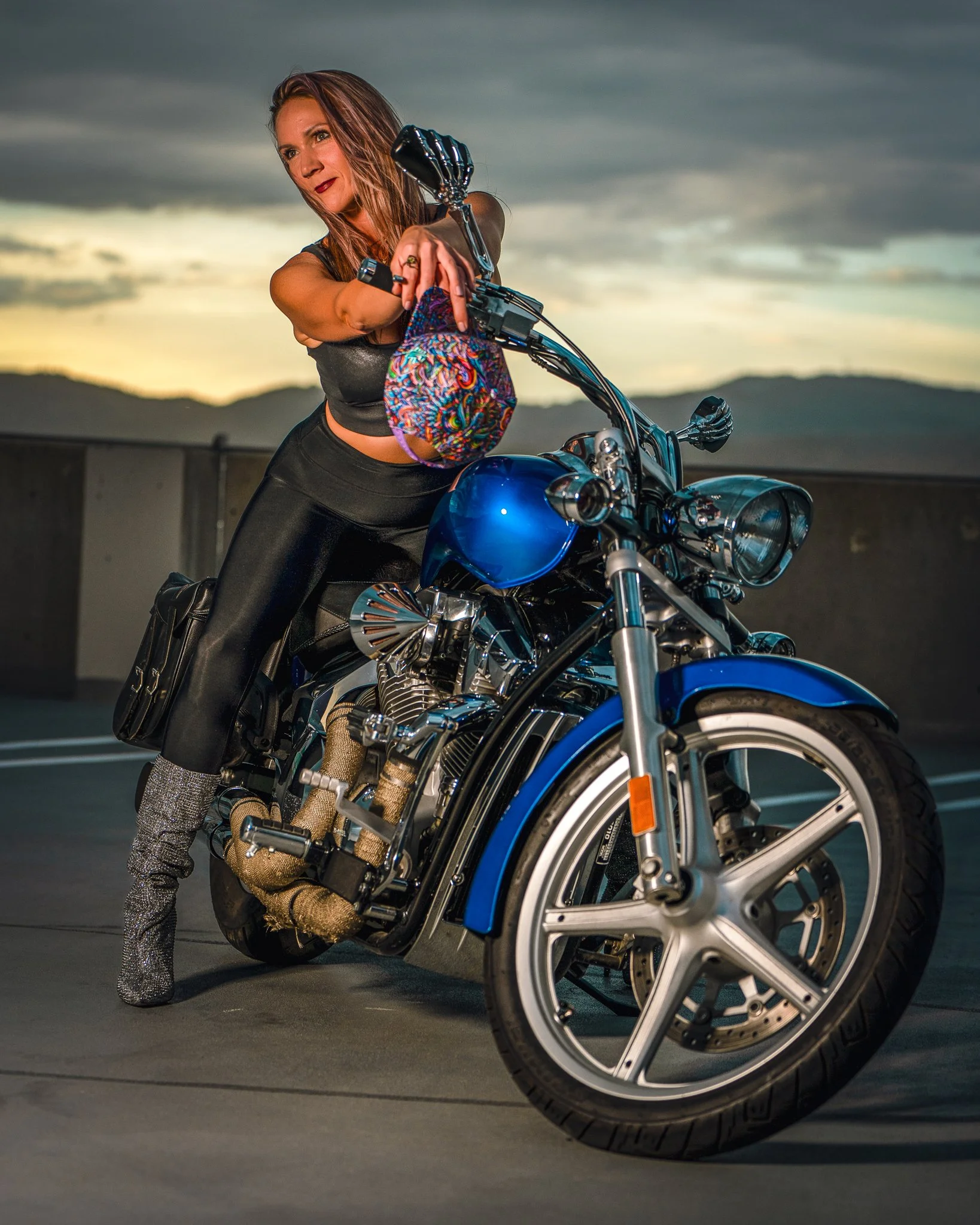 Model photoshoot motorcycle photographer Boise Idaho