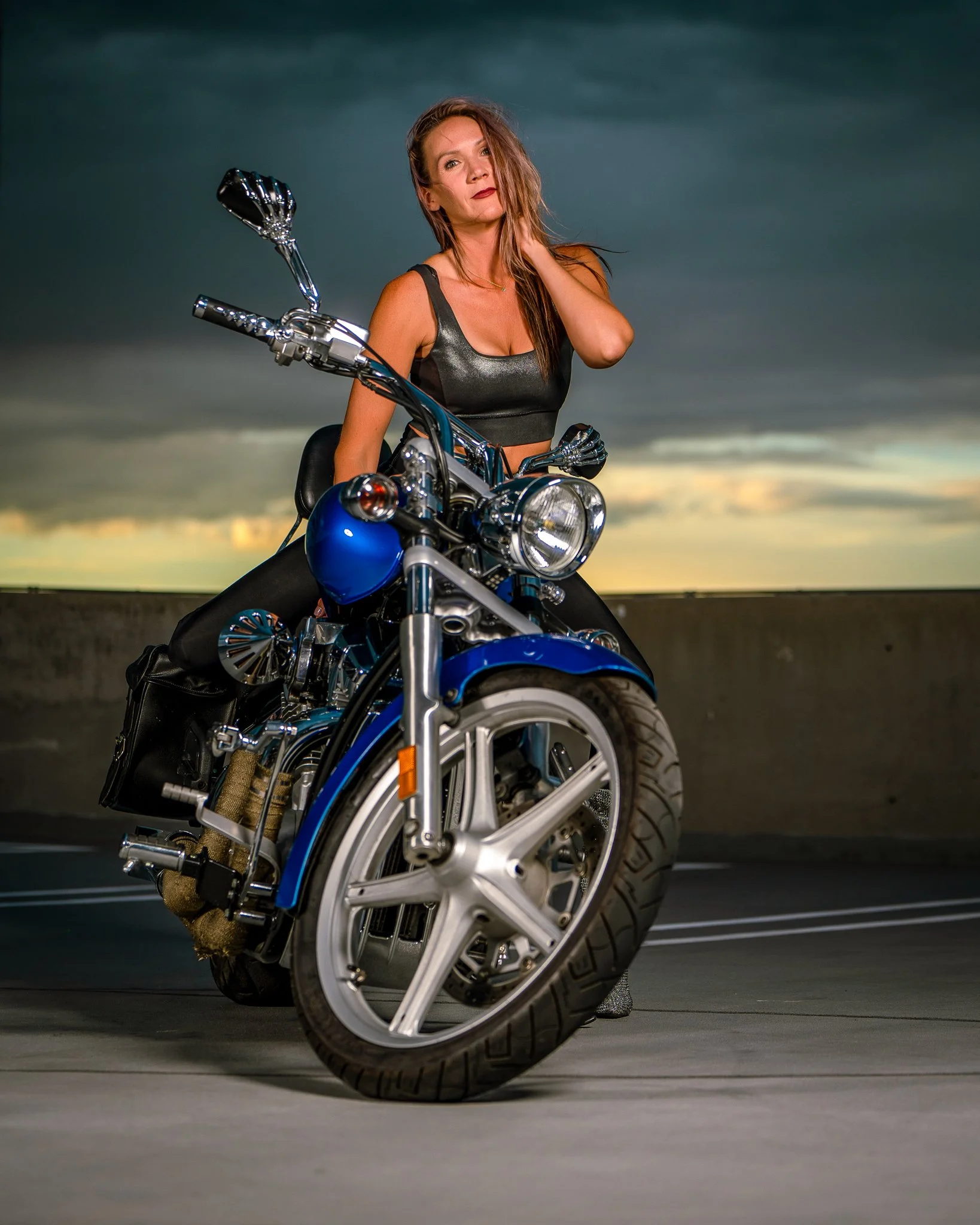Model photoshoot motorcycle photographer Boise Idaho