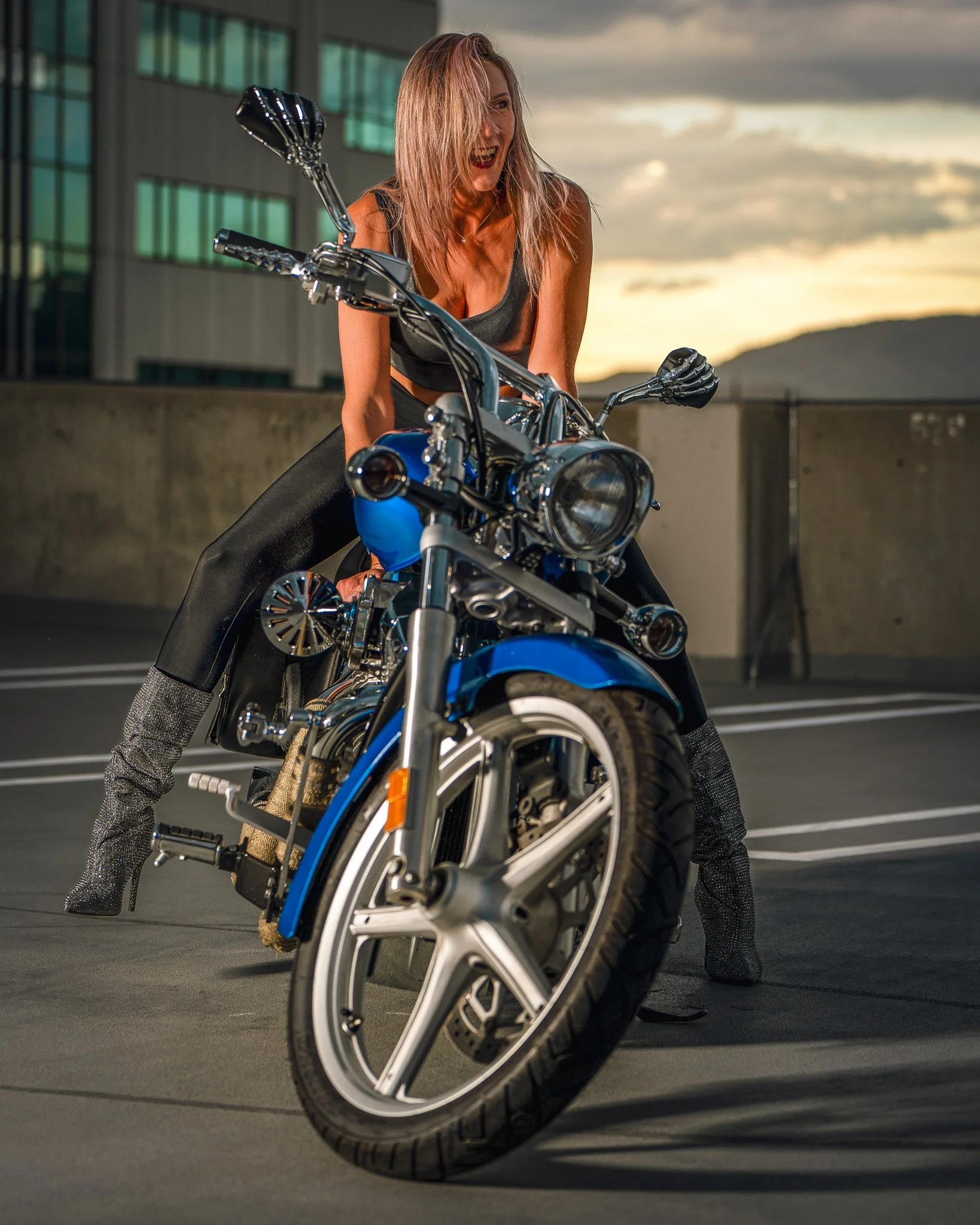 Model photoshoot motorcycle photographer Boise Idaho