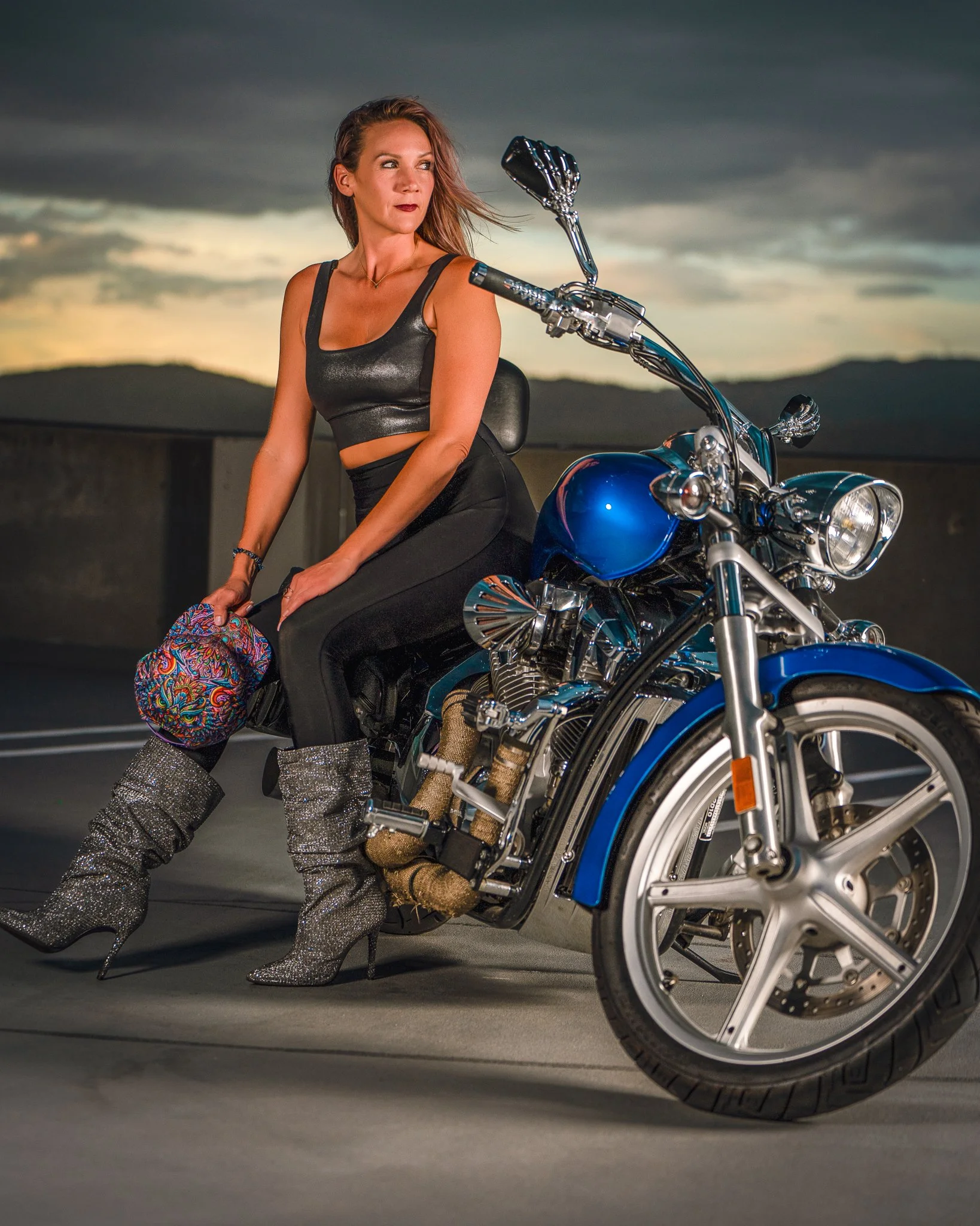 Model photoshoot motorcycle photographer Boise Idaho