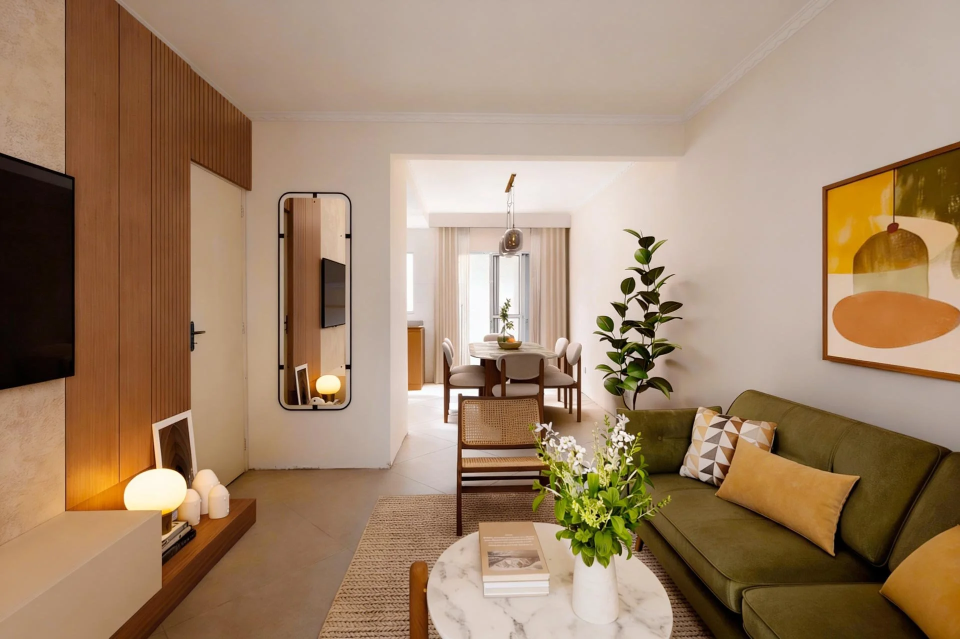 Imagem gerada por Inteligência Artificial com sugestão de decoração para fins ilustrativos.