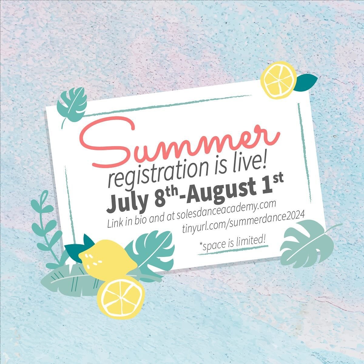 Registration for our Summer Session is LIVE!

Click the link in our bio to view the schedule and register for class!

☀️🌊🌴