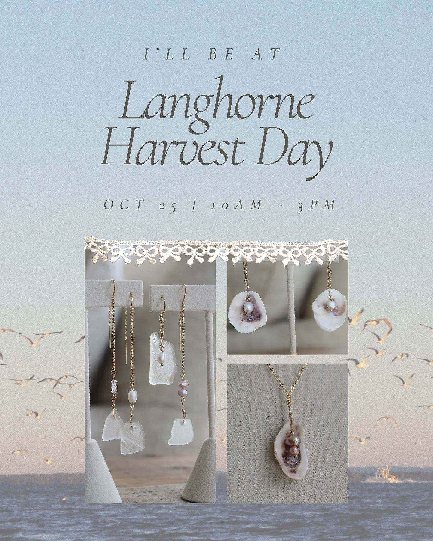 I&rsquo;ll be at Langhorne Harvest Day this weekend! 🍂 Stop by for one of a kind sea glass, shell, and gemstone pieces made with 14k gold filled details #goldfilledjewelry #langhorneharvestday #handmadejewelry