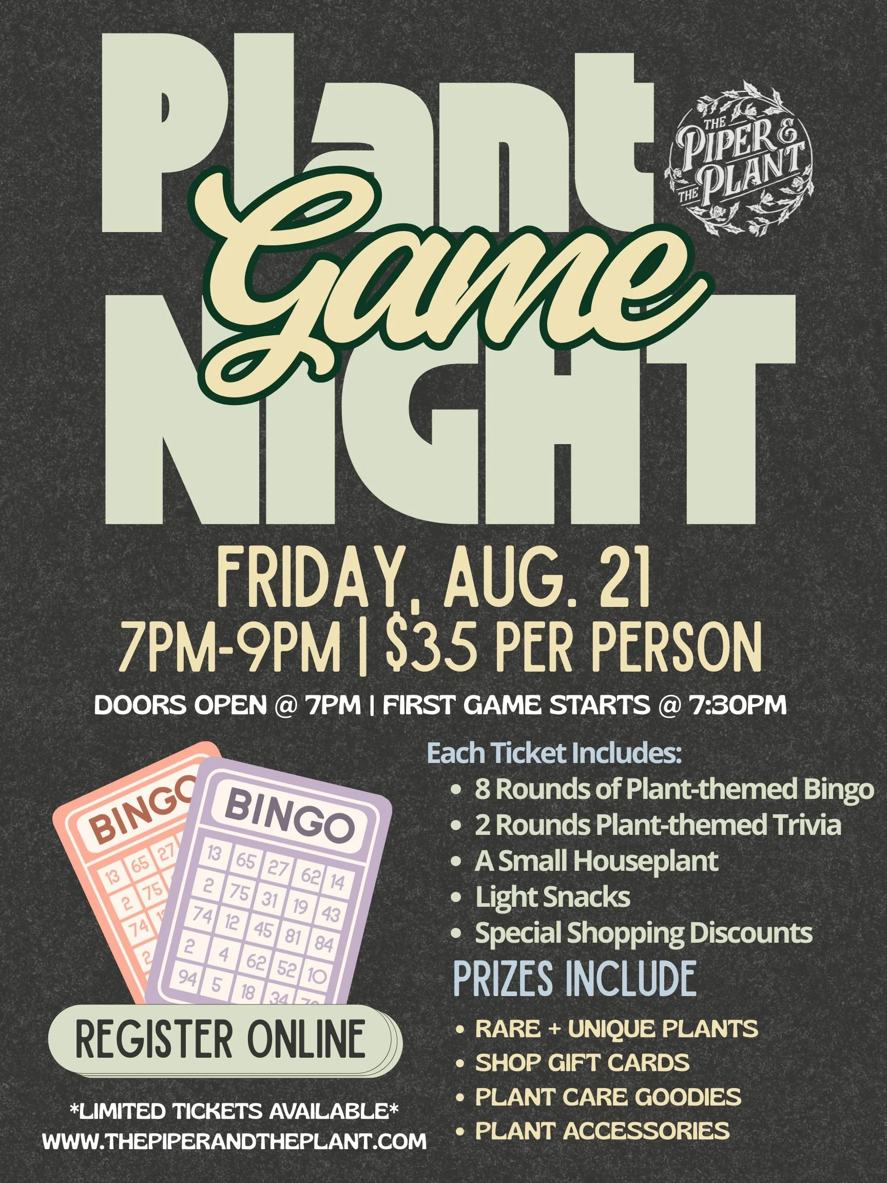 Plant Game Night 08/21
