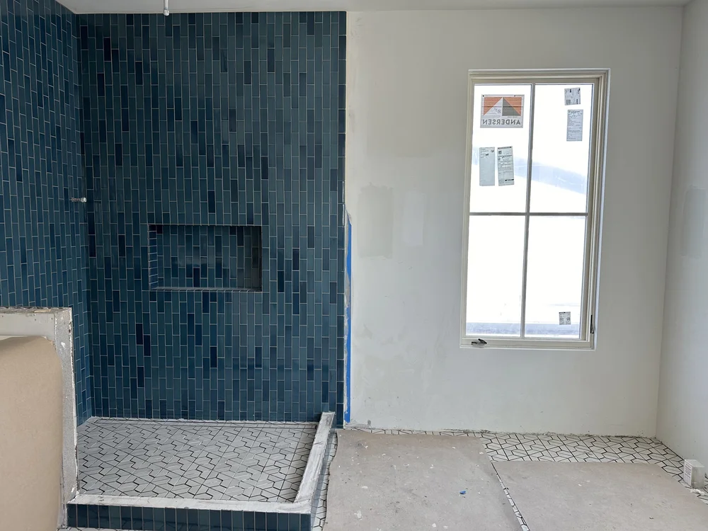 Shower walls fully grouted