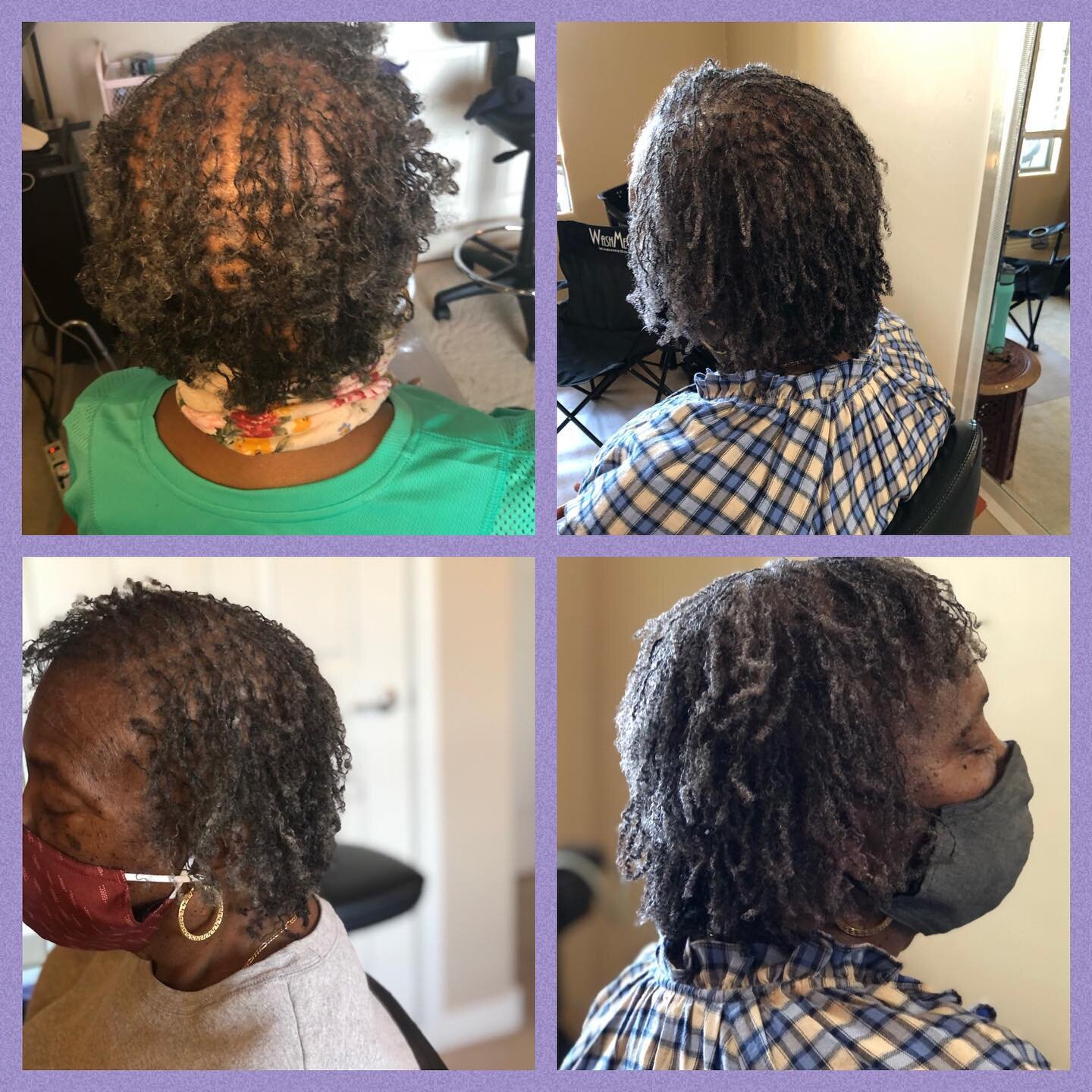 Progress pictures for fine hair. The pictures on the right are 8months after the install #phoenixsisterlocks #sisterlocksinphoenix #sisterlocksarizona #sisterlocksaz #sisterlocksfinehair