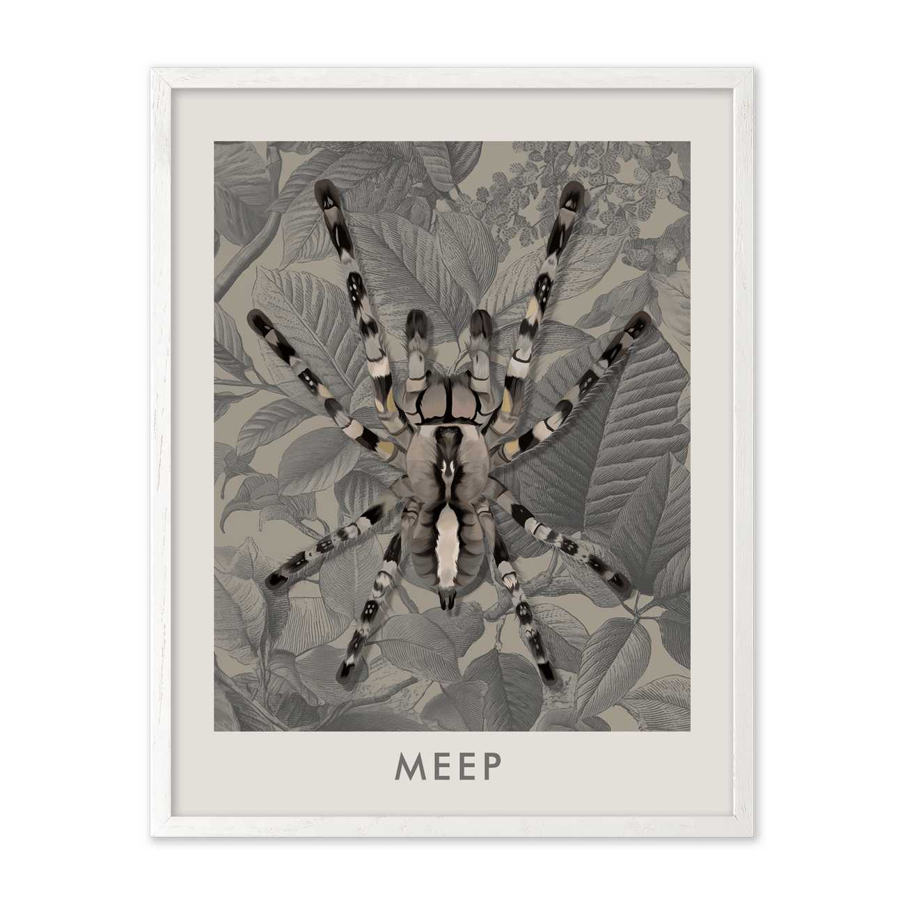 1petportrait-vertical-vintagebotanicalengravedleaves_White-Oak-Frame.png
