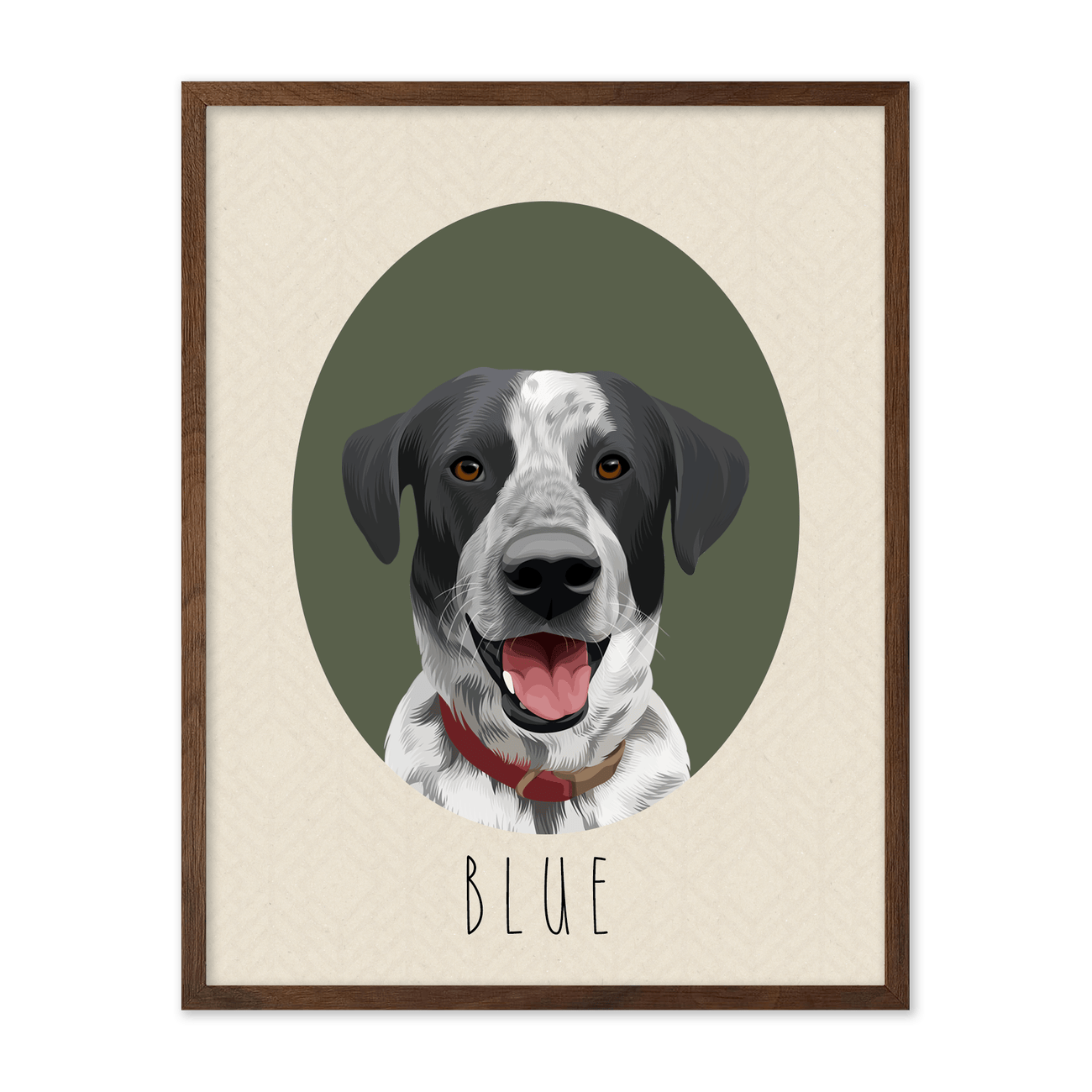 Neutral Colored Oval-Shaped Pet Portrait