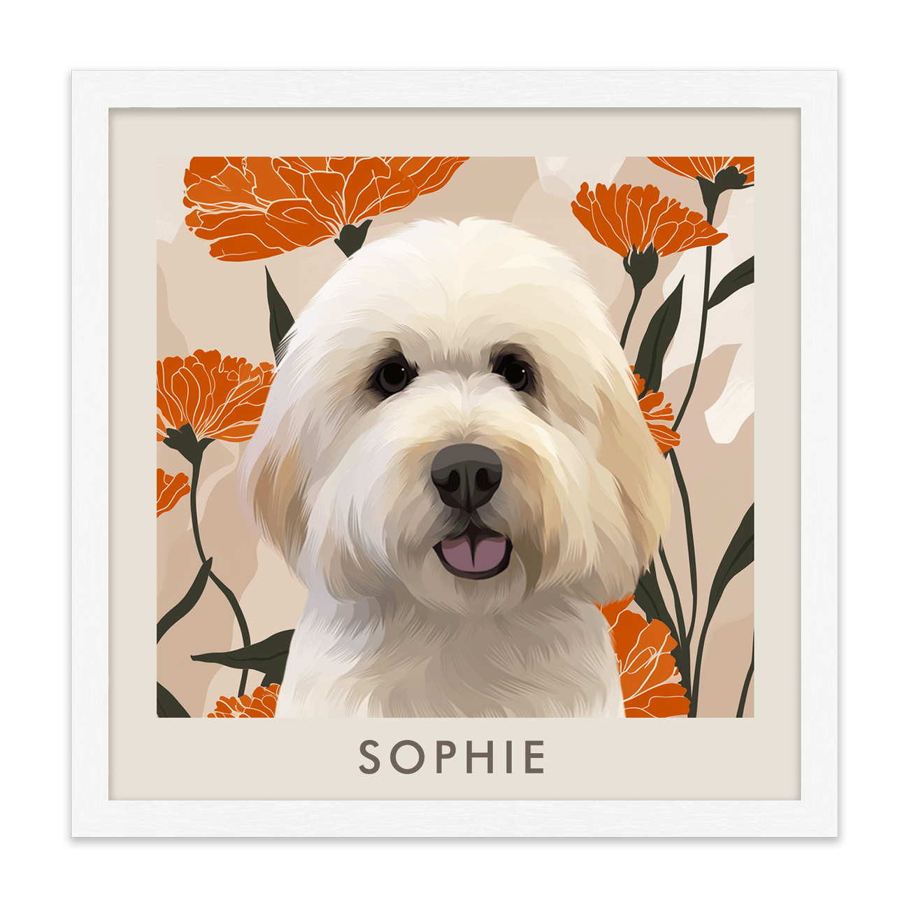 1petportrait-square-bloomingmarigoldfloralillustration_Standard-Black-Frame.png