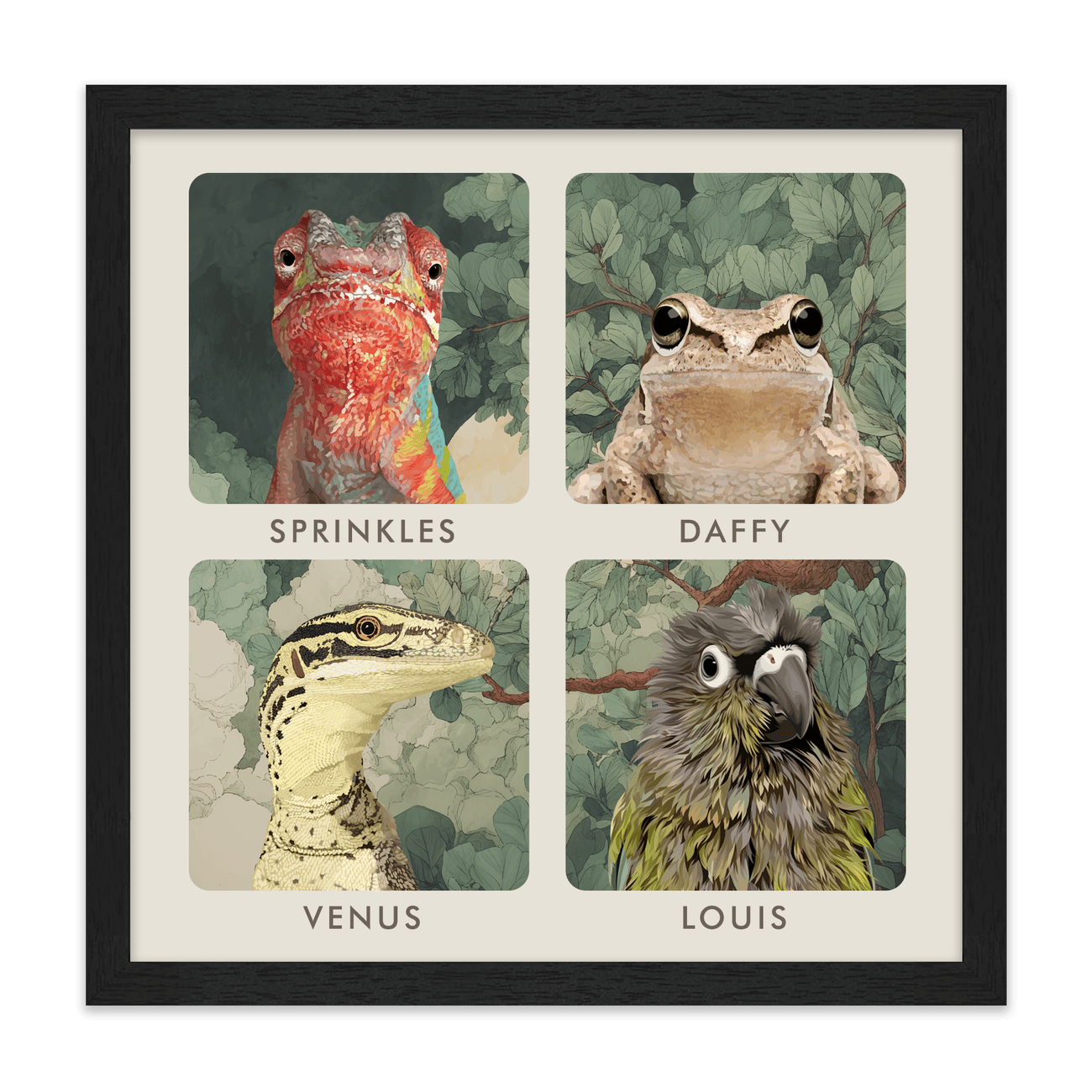 4petportrait-square-enchantedjungleforestthemed_Standard-Black-Frame.png