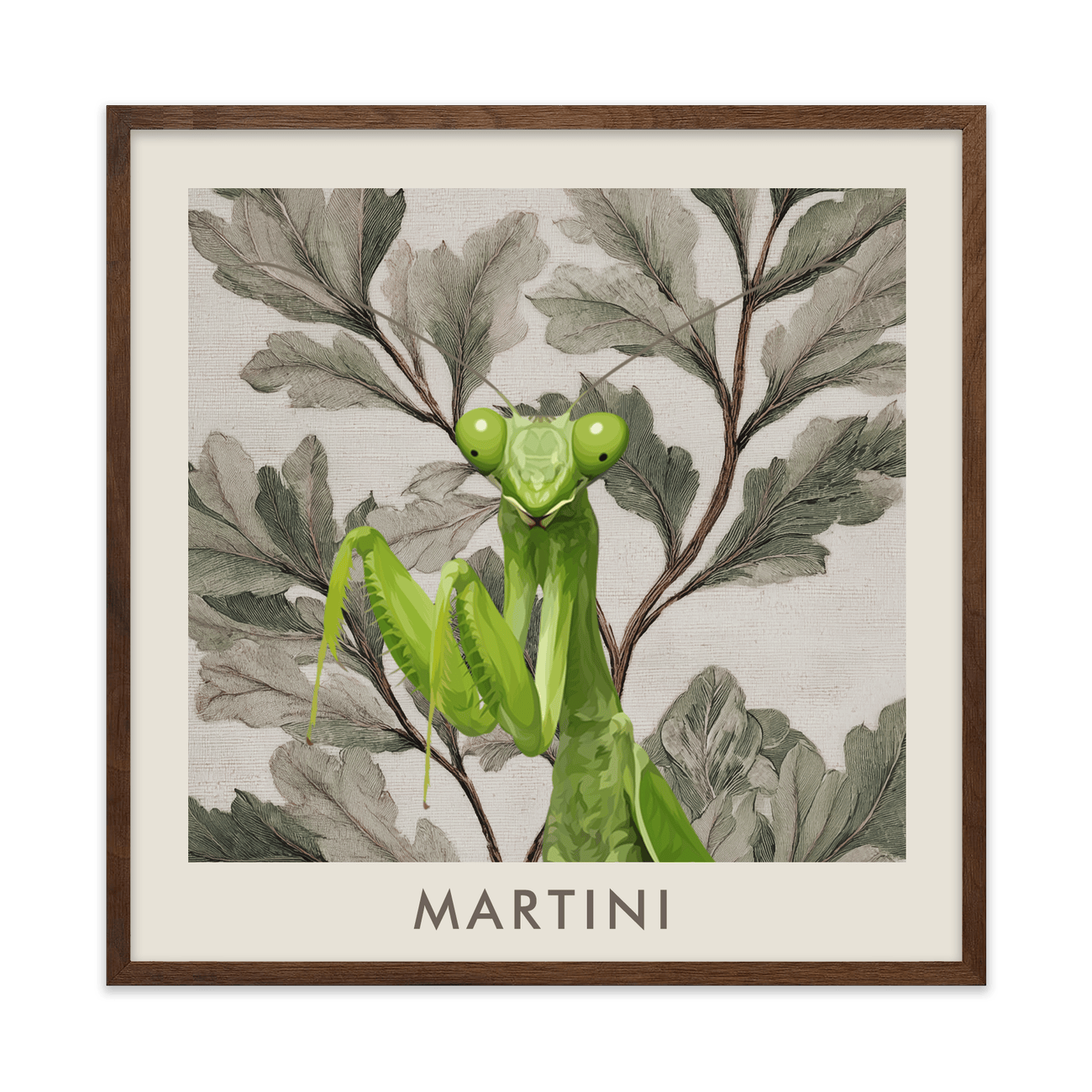 1petportrait-square-vintagebotanicaloakleaves_Walnut-Frame.png