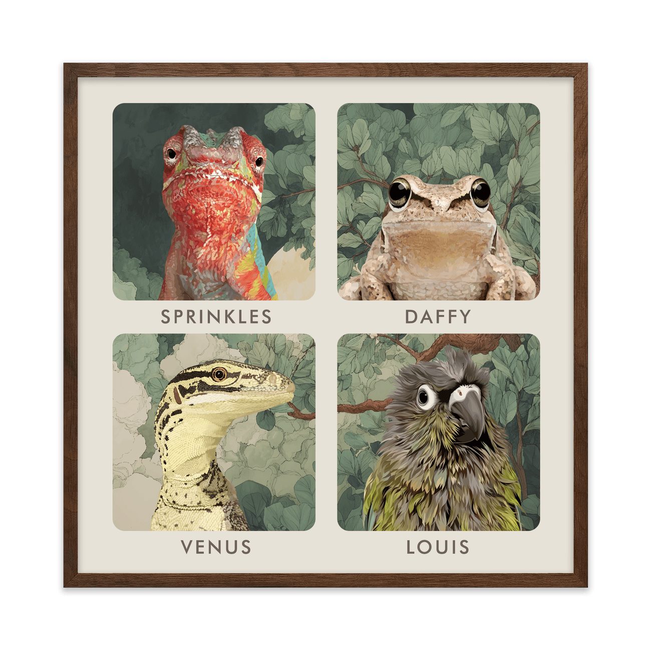 4petportrait-square-enchantedjungleforestthemed_Walnut-Frame.png