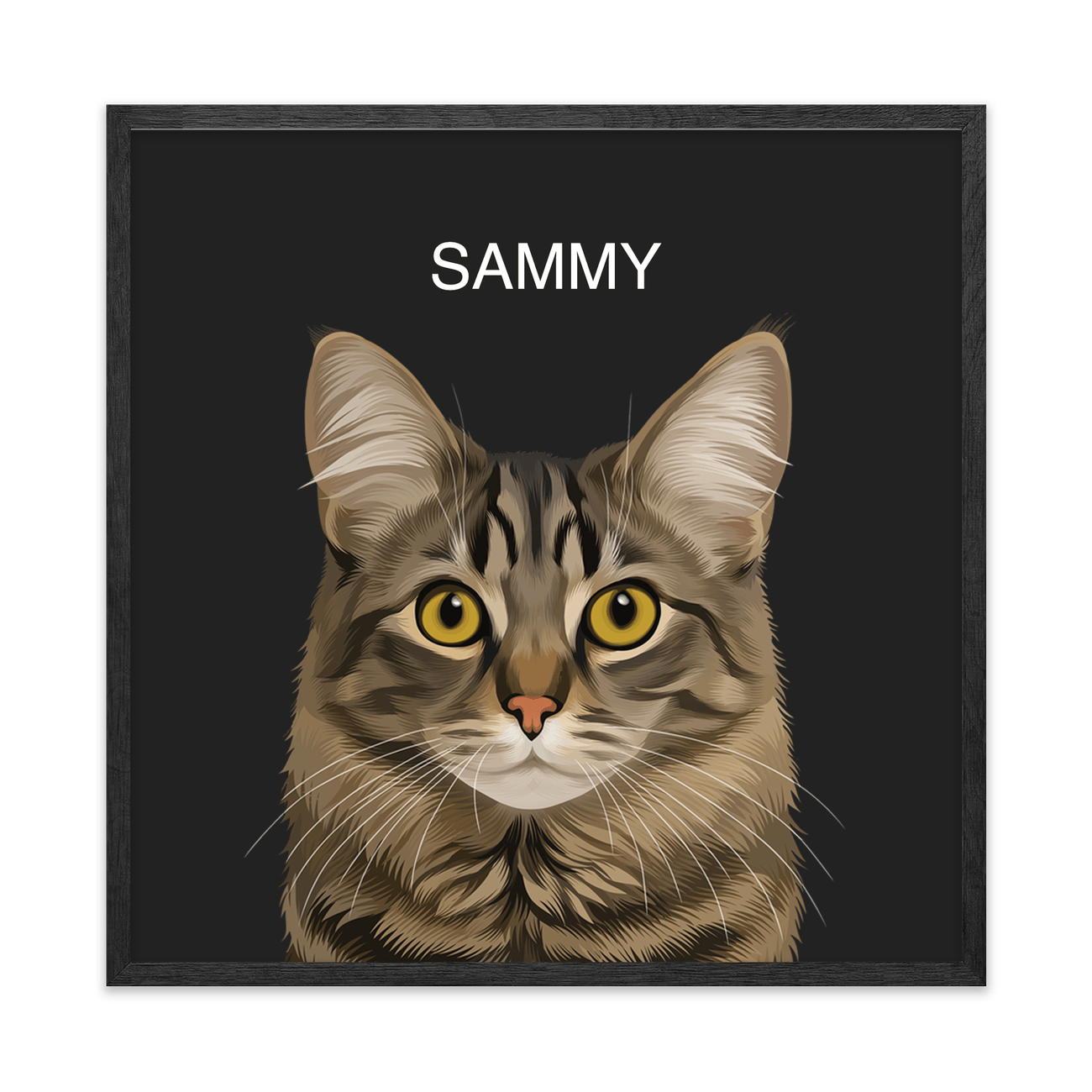 1petportrait-square-allblackhandillustrated_Black-Oak-Frame.png