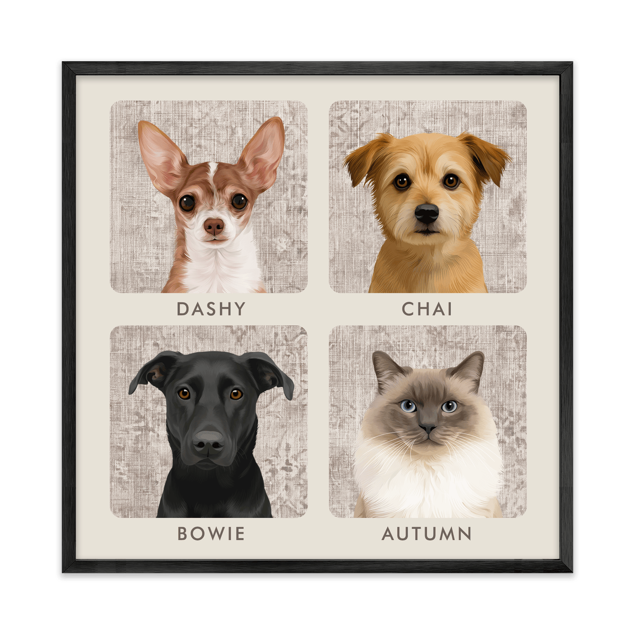 4petportrait-square-vintagedistressedtextilepattern_Metal-Frame.png