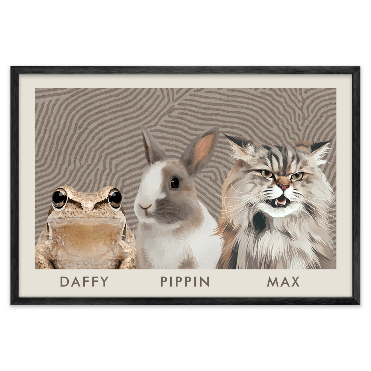 3petportrait-horizontal-organicterrainlinesminimalist_Metal-Frame.png