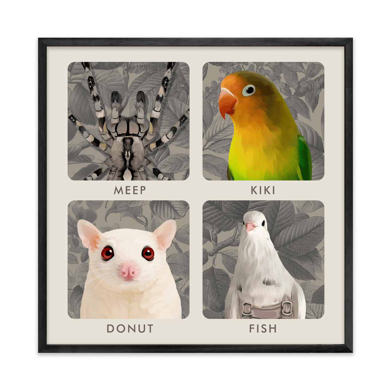 4petportrait-square-vintagebotanicalengravedleaves_Metal-Frame.png