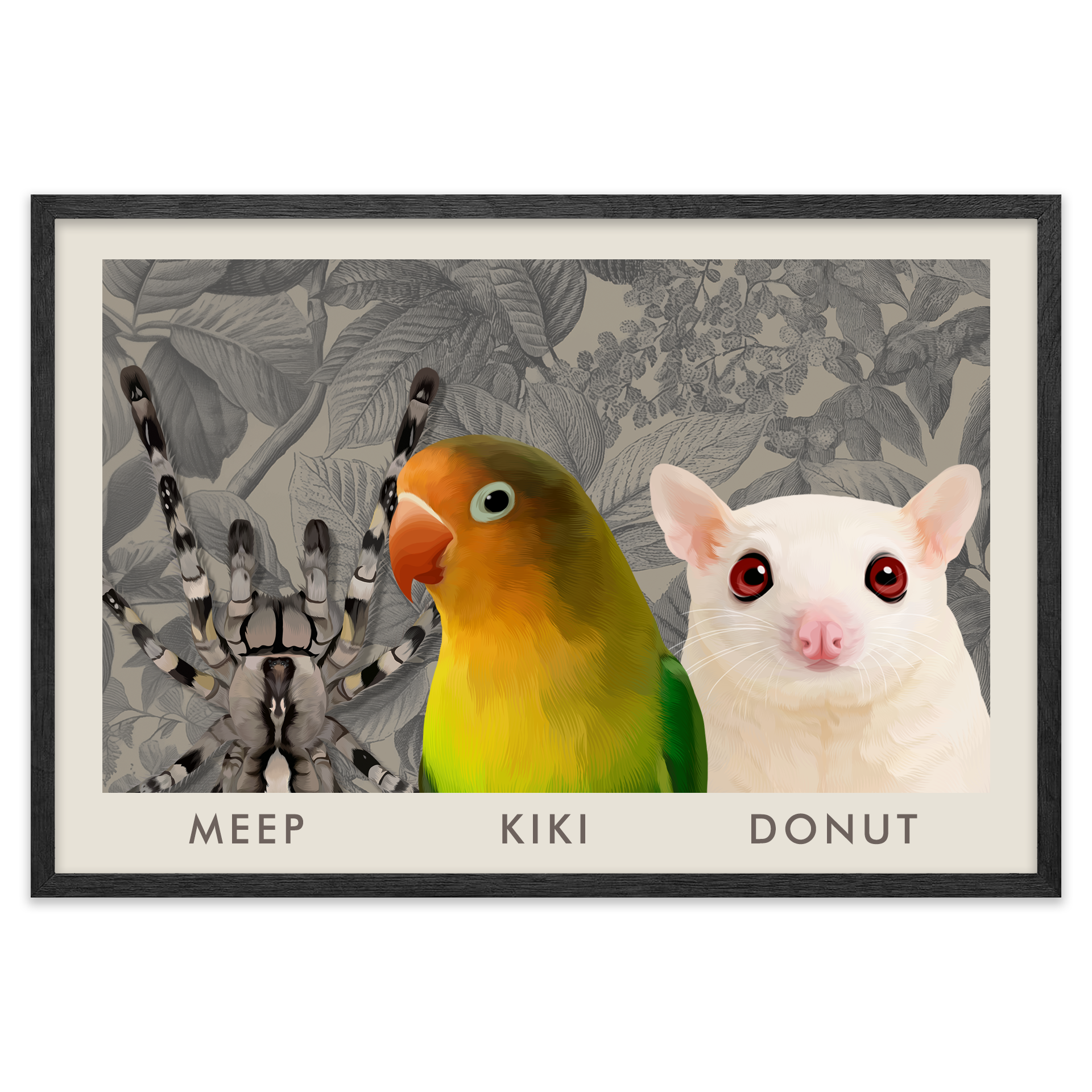 3petportrait-horizontal-vintagebotanicalengravedleaves_Black-Oak-Frame.png
