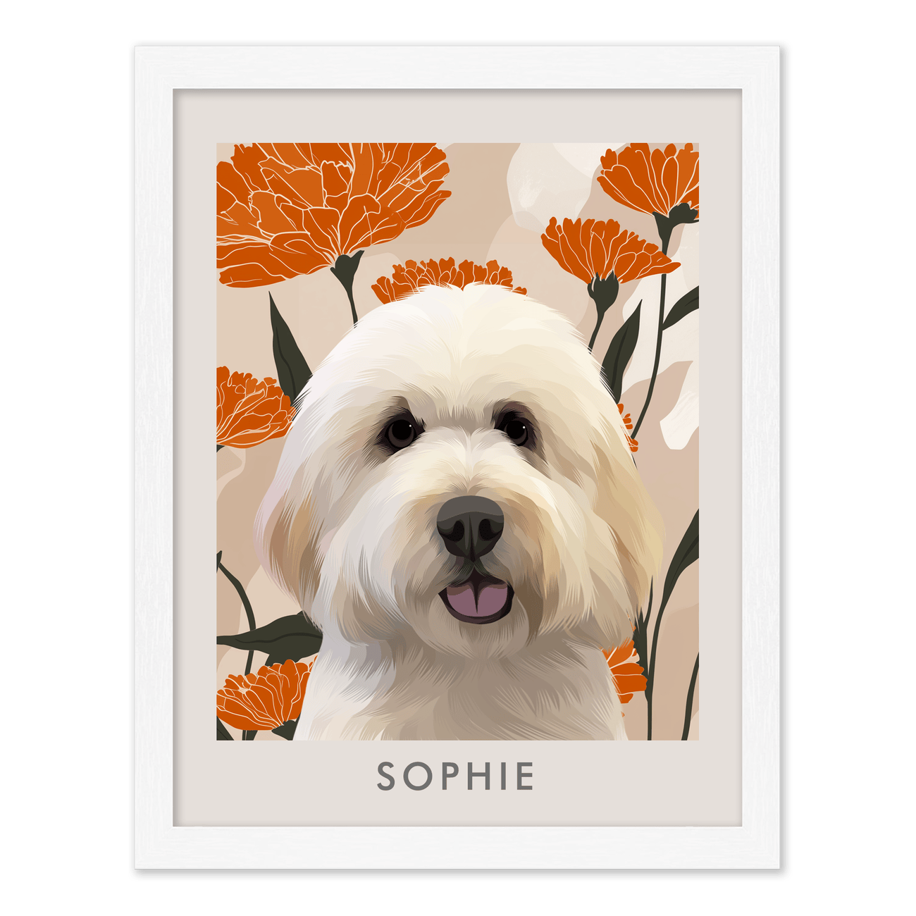 petportrait-vertical-bloomingmarigoldfloralillustration_Standard-White-Frame.png