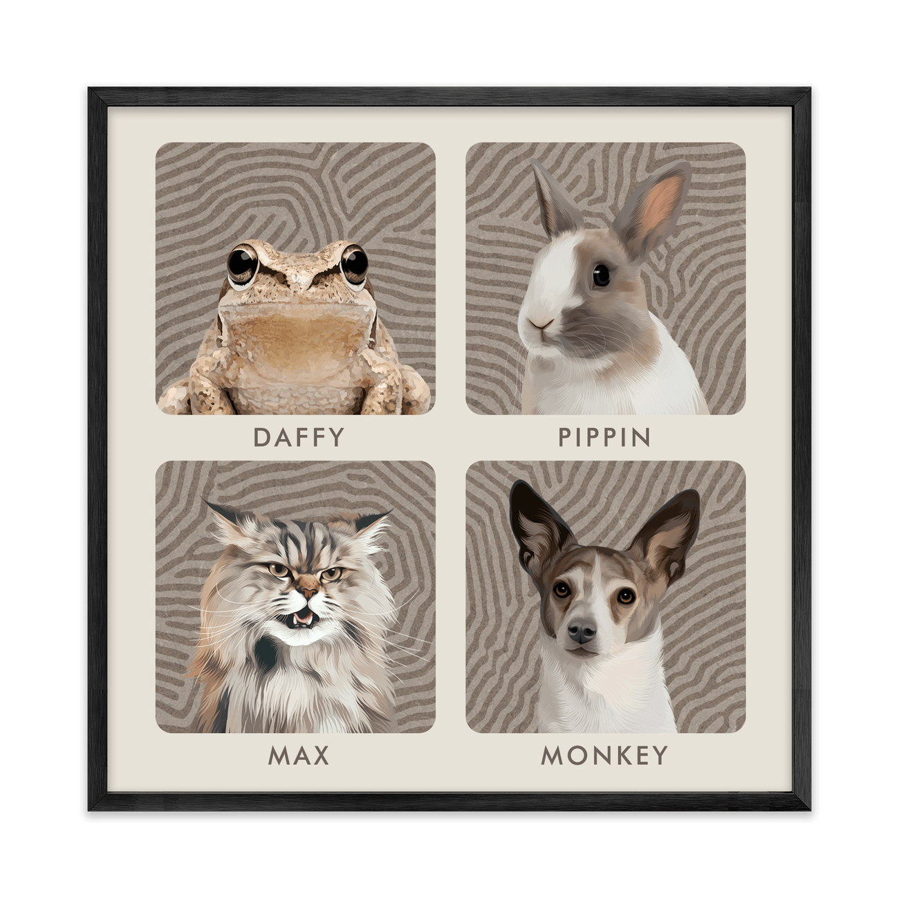 4petportrait-square-organicterrainlinesminimalist_Metal-Frame.png