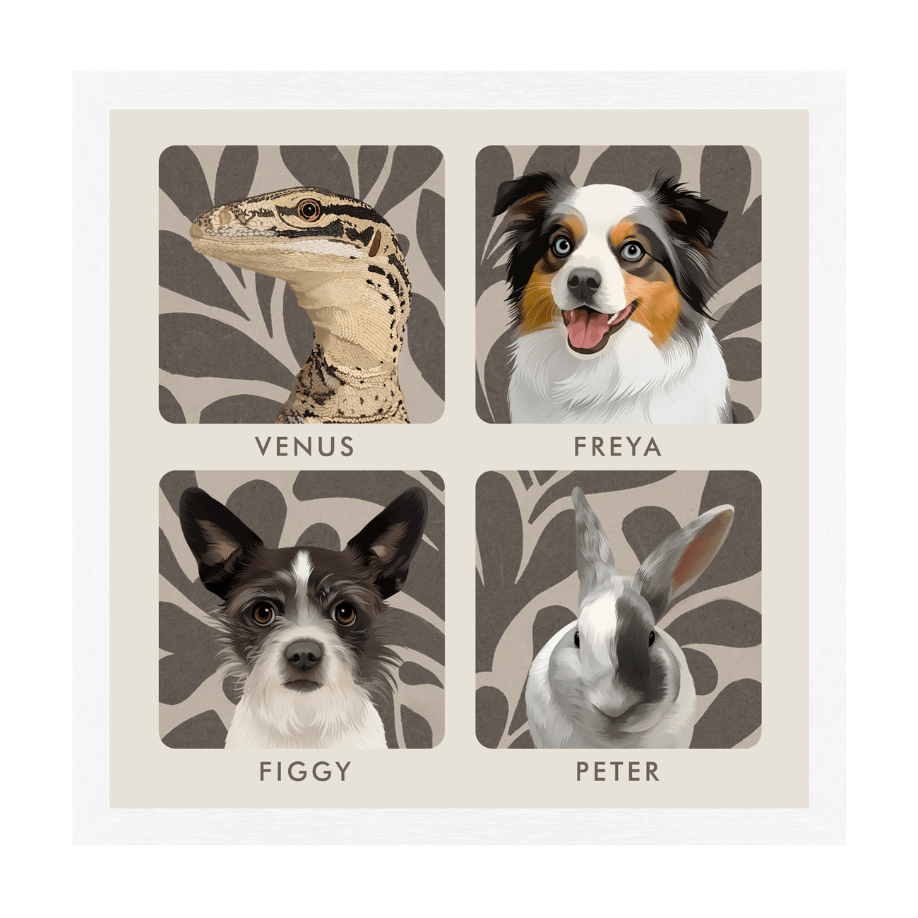 4petportrait-square-earthyfloralblockprint_Standard-White-Frame.png