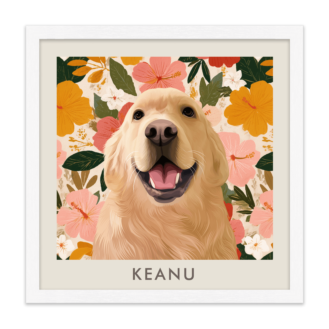 1petportrait-square-goldenhawaiinhibiscussunset_Standard-White-Frame.png