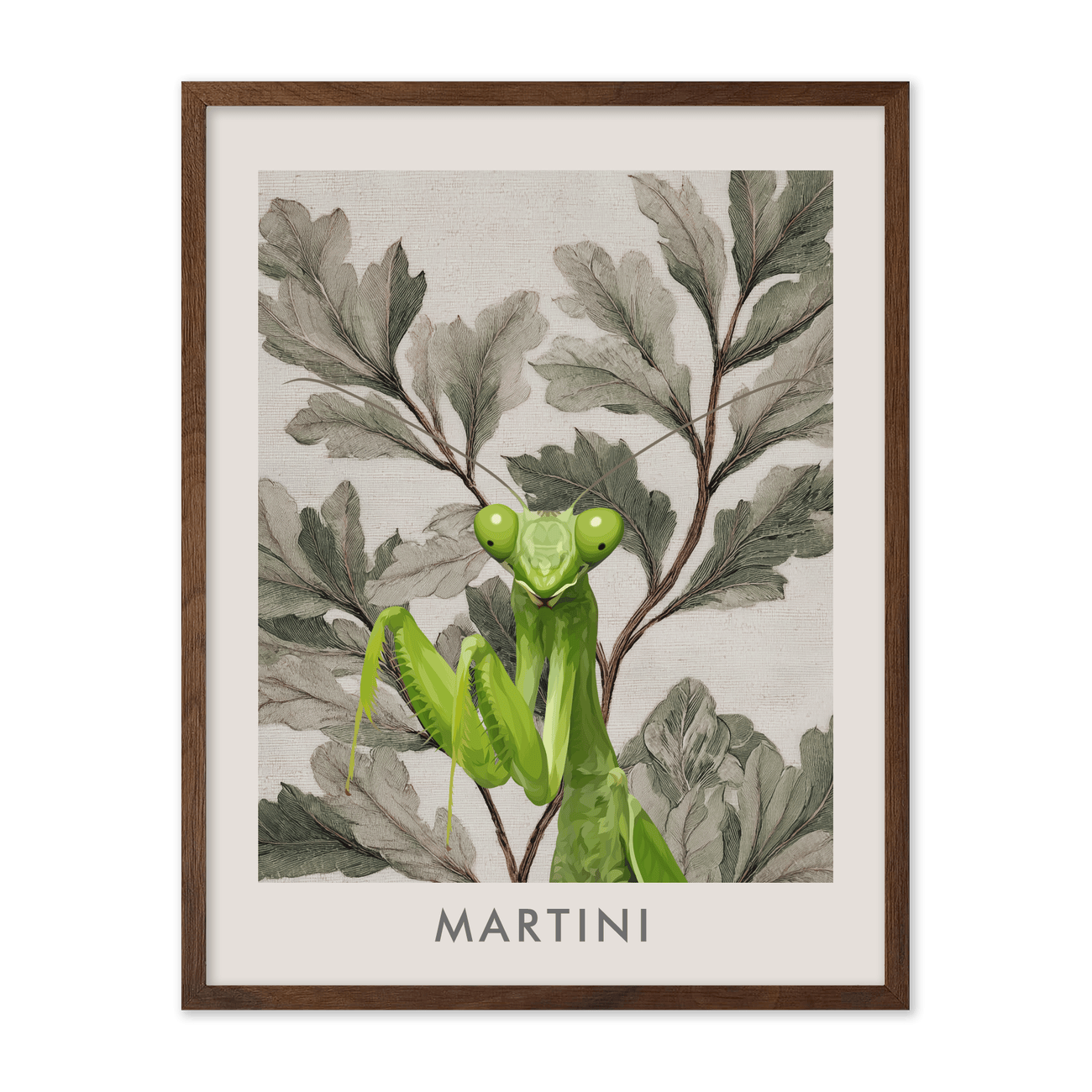 Vintage Botanical Oak Leaves Pet Portrait