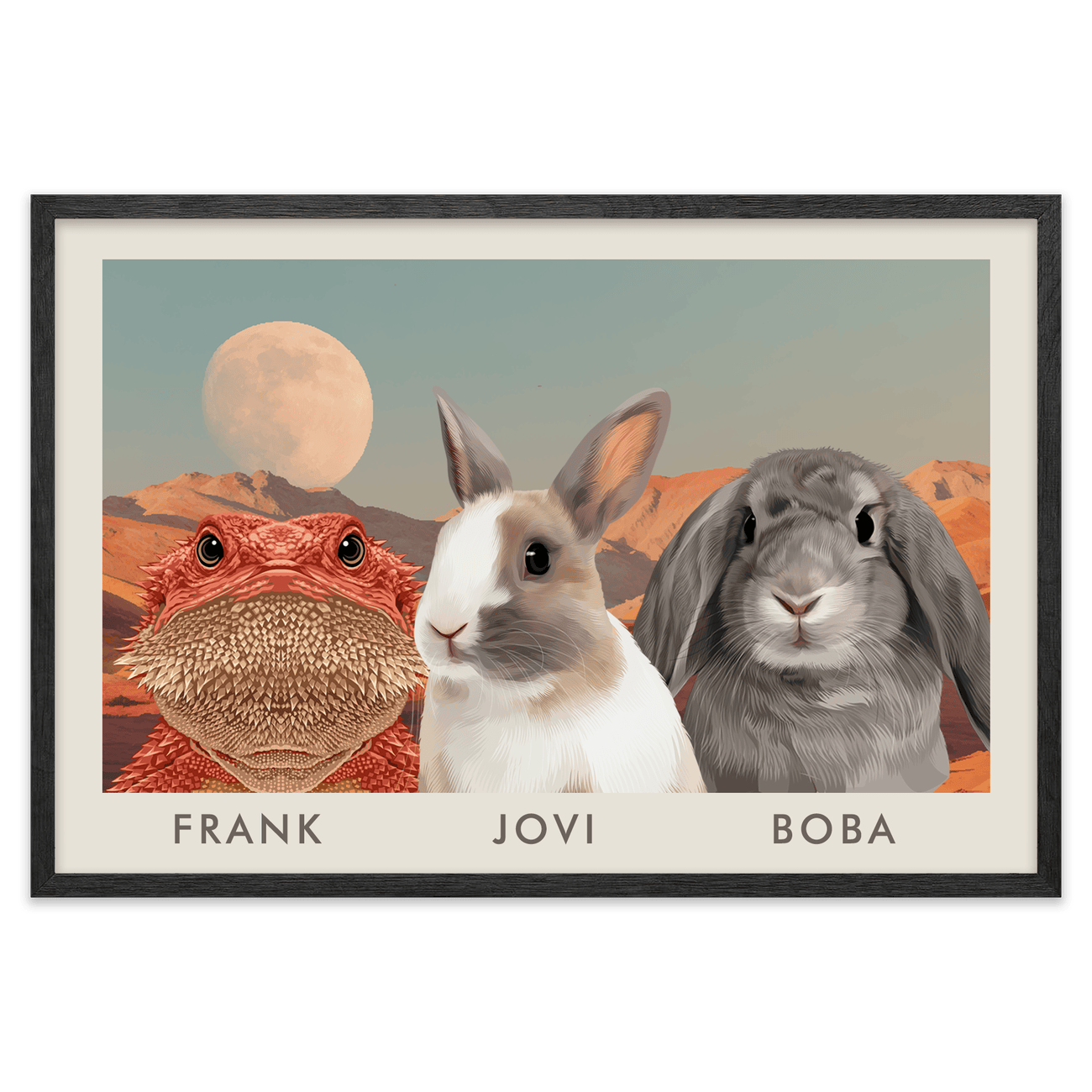 3petportrait-horizontal-desertmoonriselandscape_Black-Oak-Frame.png
