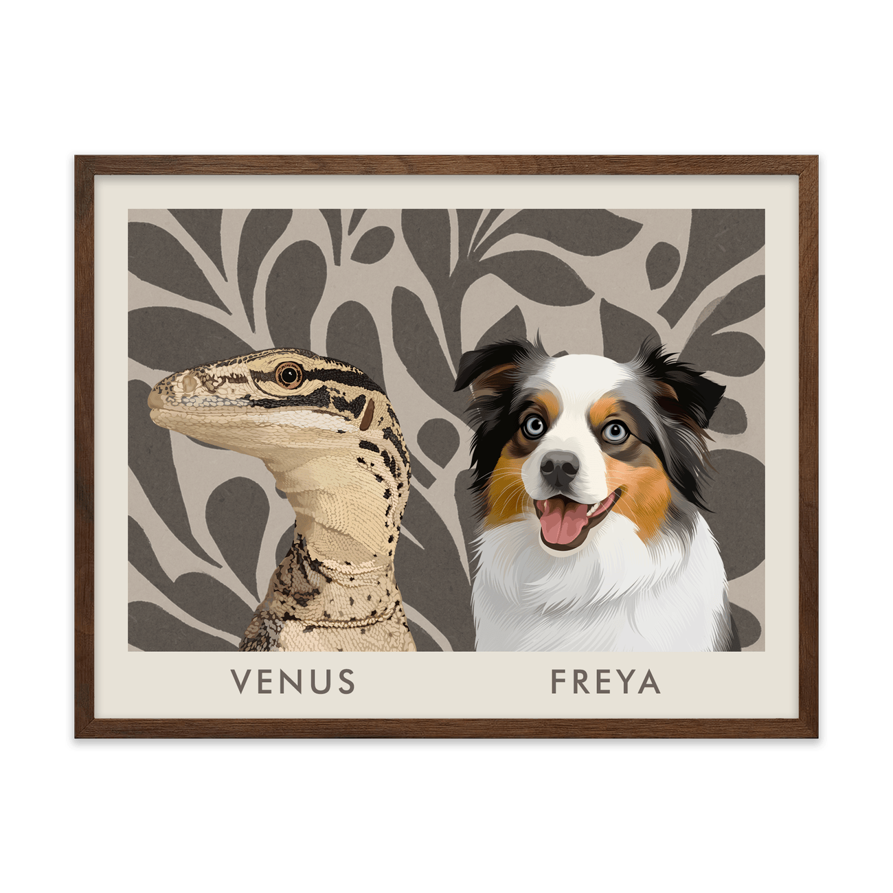 2petportrait-horizontal-earthyfloralblockprint_Walnut-Frame.png