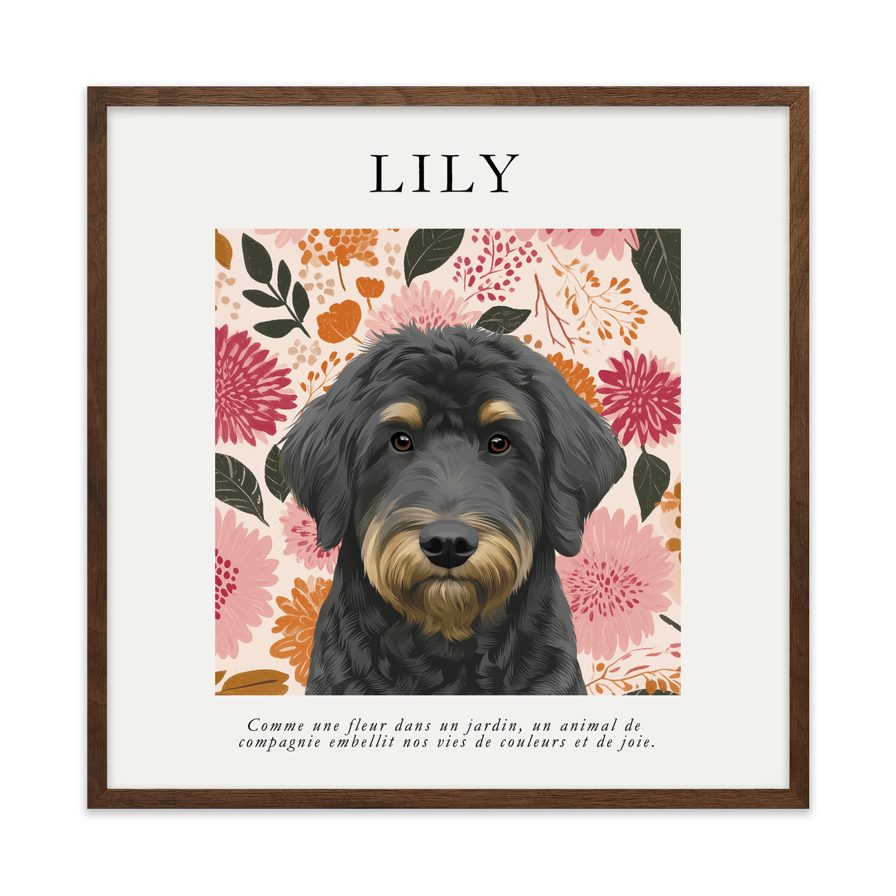1petportrait-square-warmgoldensunsetwildflowers_Walnut-Frame.png