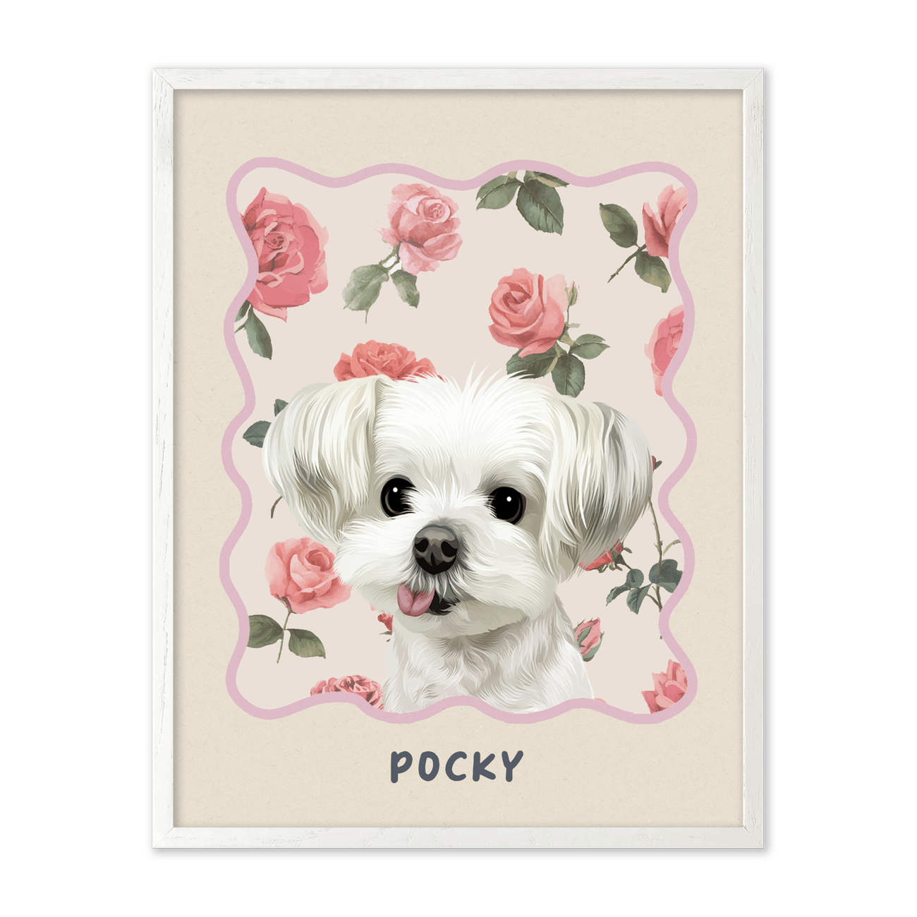 petportrait-vertical-vintagerosegardenpattern_White-Oak-Frame.png