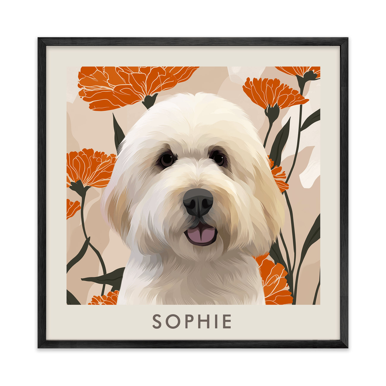 1petportrait-square-bloomingmarigoldfloralillustration_Metal-Frame.png