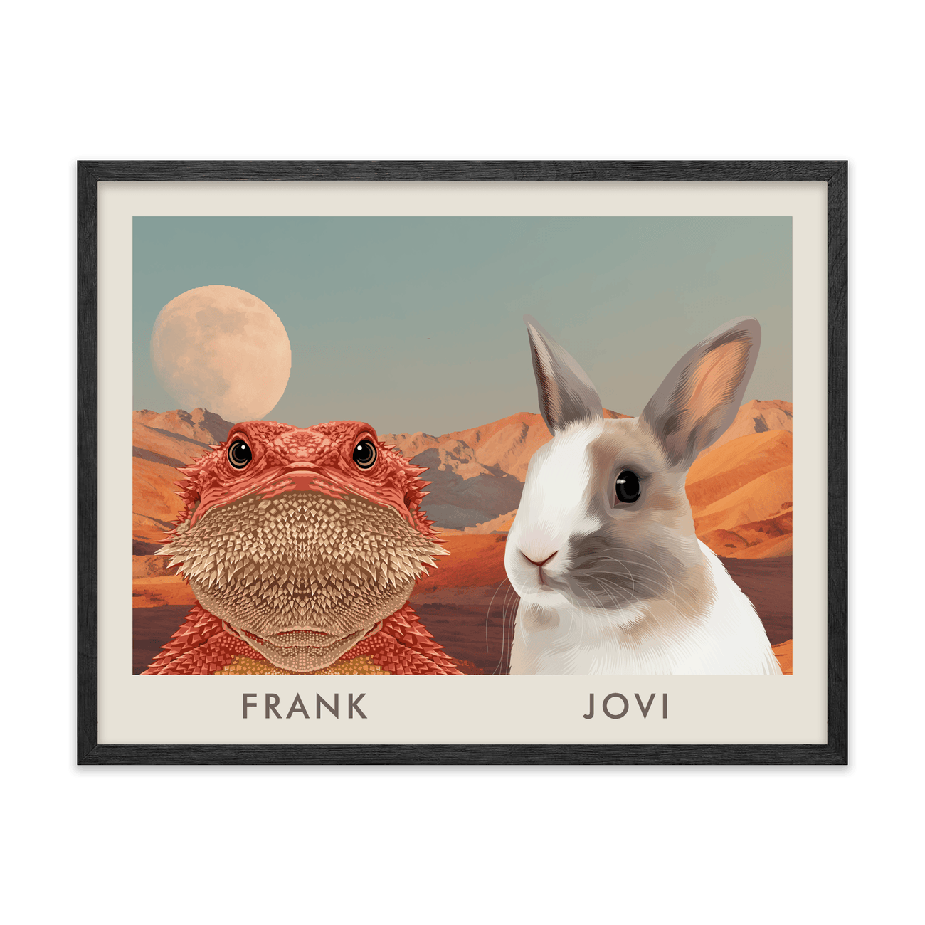 2petportrait-horizontal-desertmoonriselandscape_Black-Oak-Frame.png