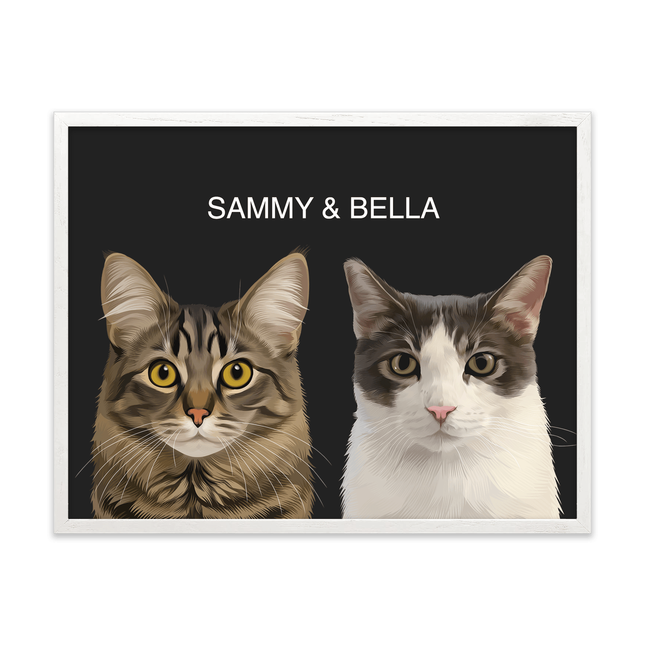 2petportrait-horizontal-allblackhand-illustrated_White-Oak-Frame.png