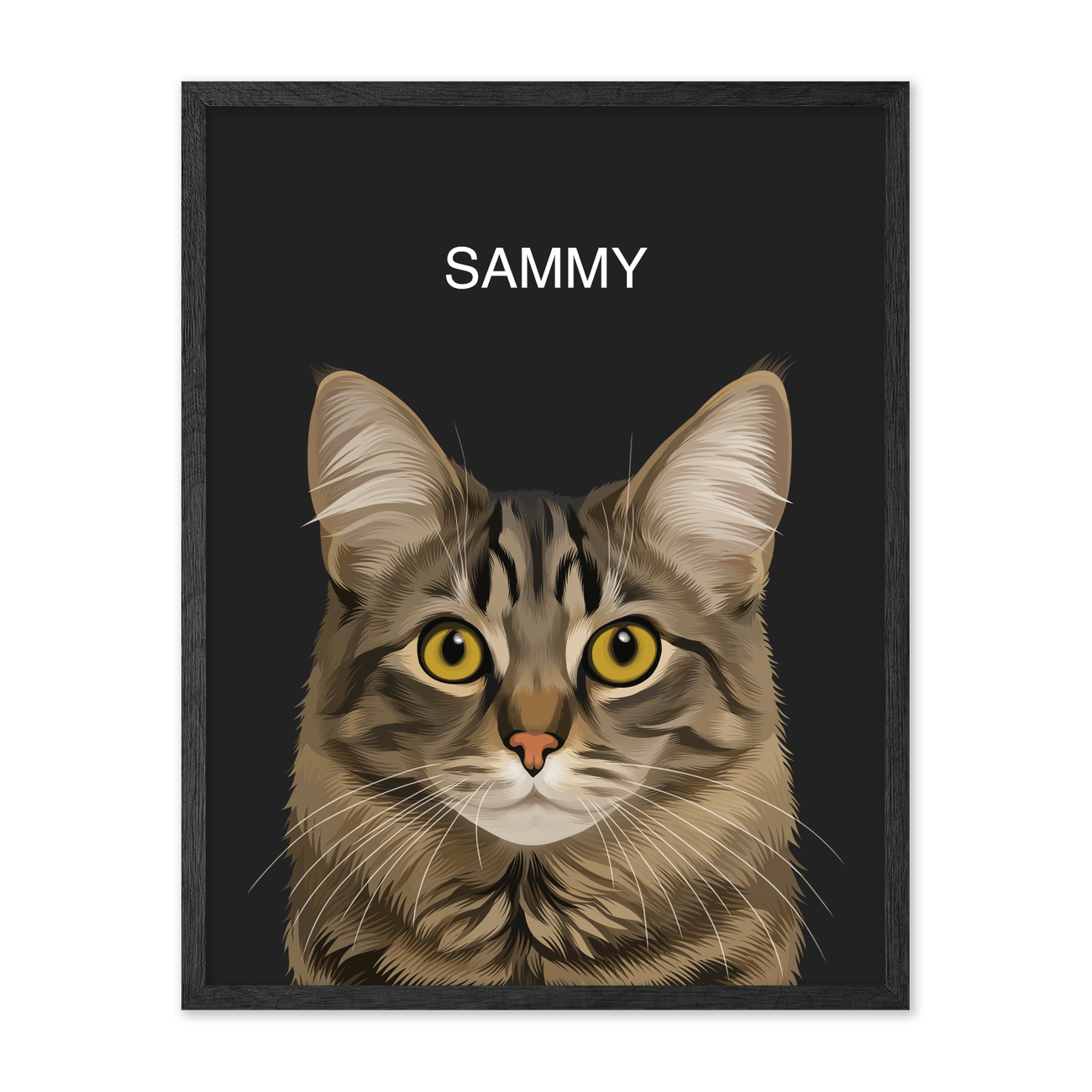petportrait-vertical-allblackhandillustrated_Black-Oak-Frame.png