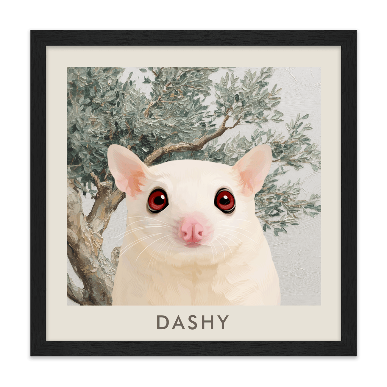 1petportrait-square-mediterraneanolivetreebranch_Standard-Black-Frame.png