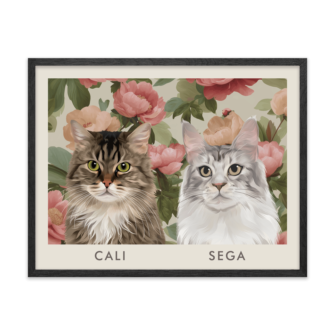 2petportrait-horizontal-vintageblushpinkpeonies_Black-Oak-Frame.png